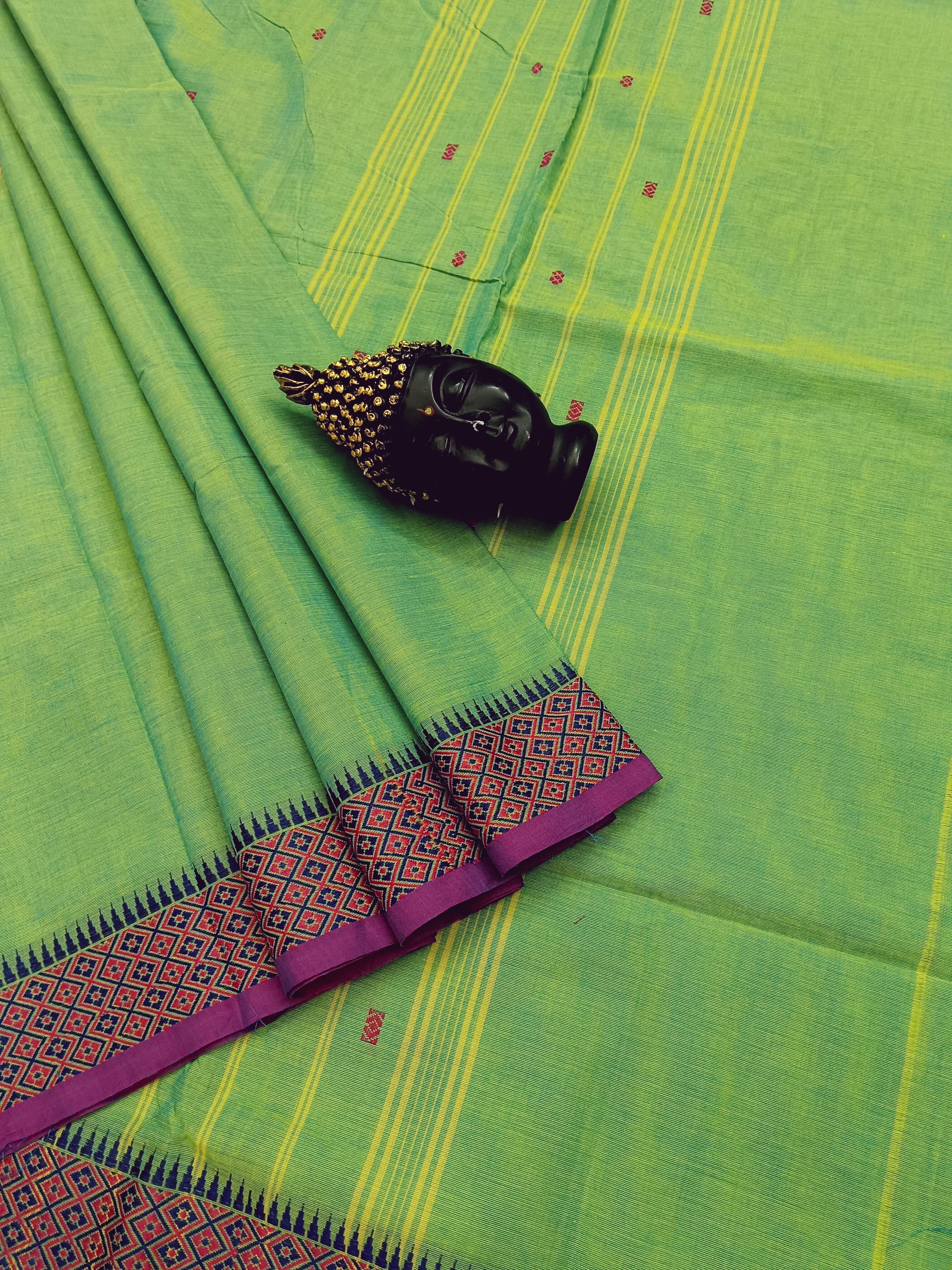 Chettinad Cotton - Office Wear -Yellow Mixed Aqua Green Dual Tone- CCOW34