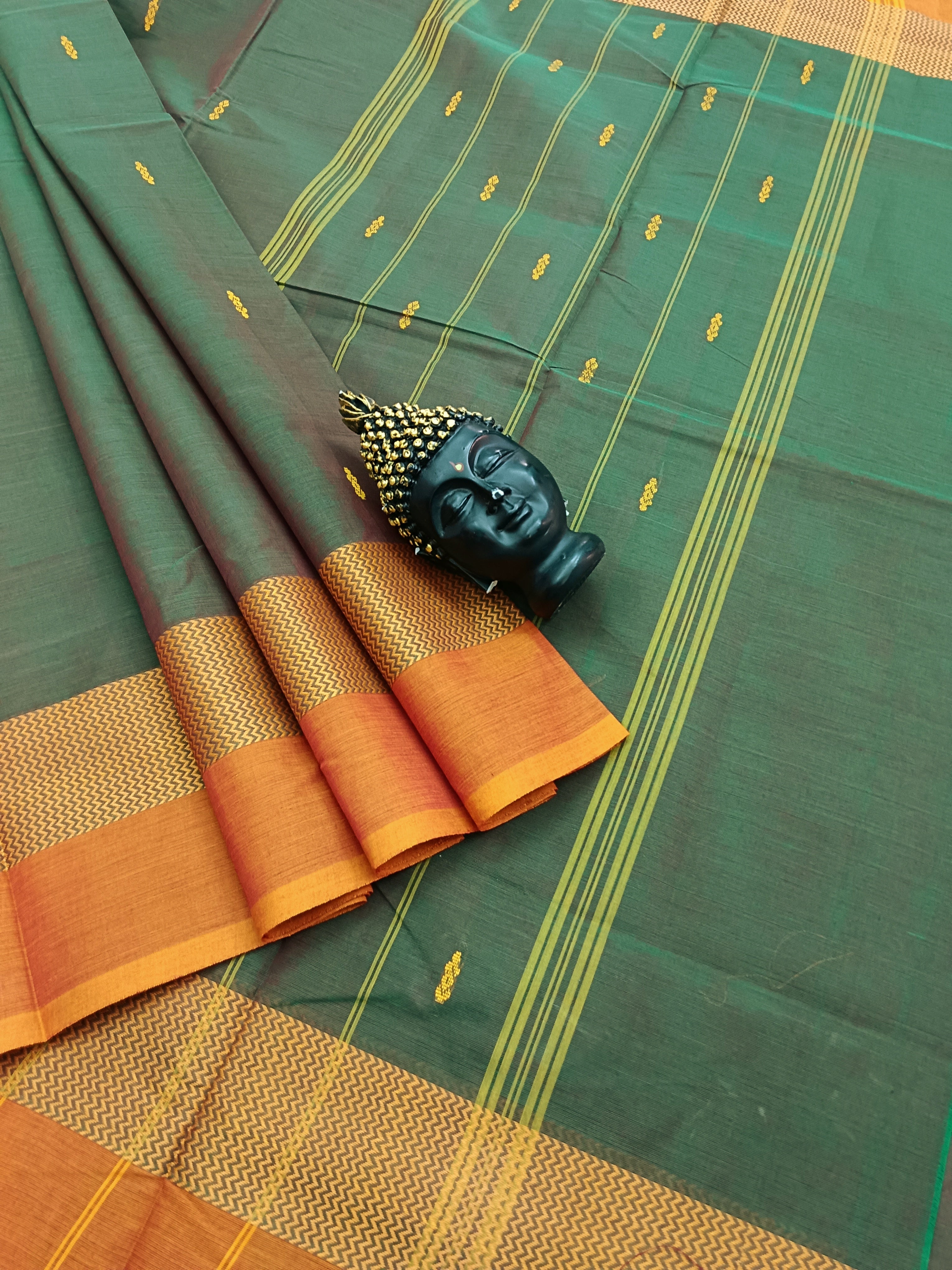 Chettinad Cotton - Office Wear - Green mixed Red Dual Tone- CCOW28