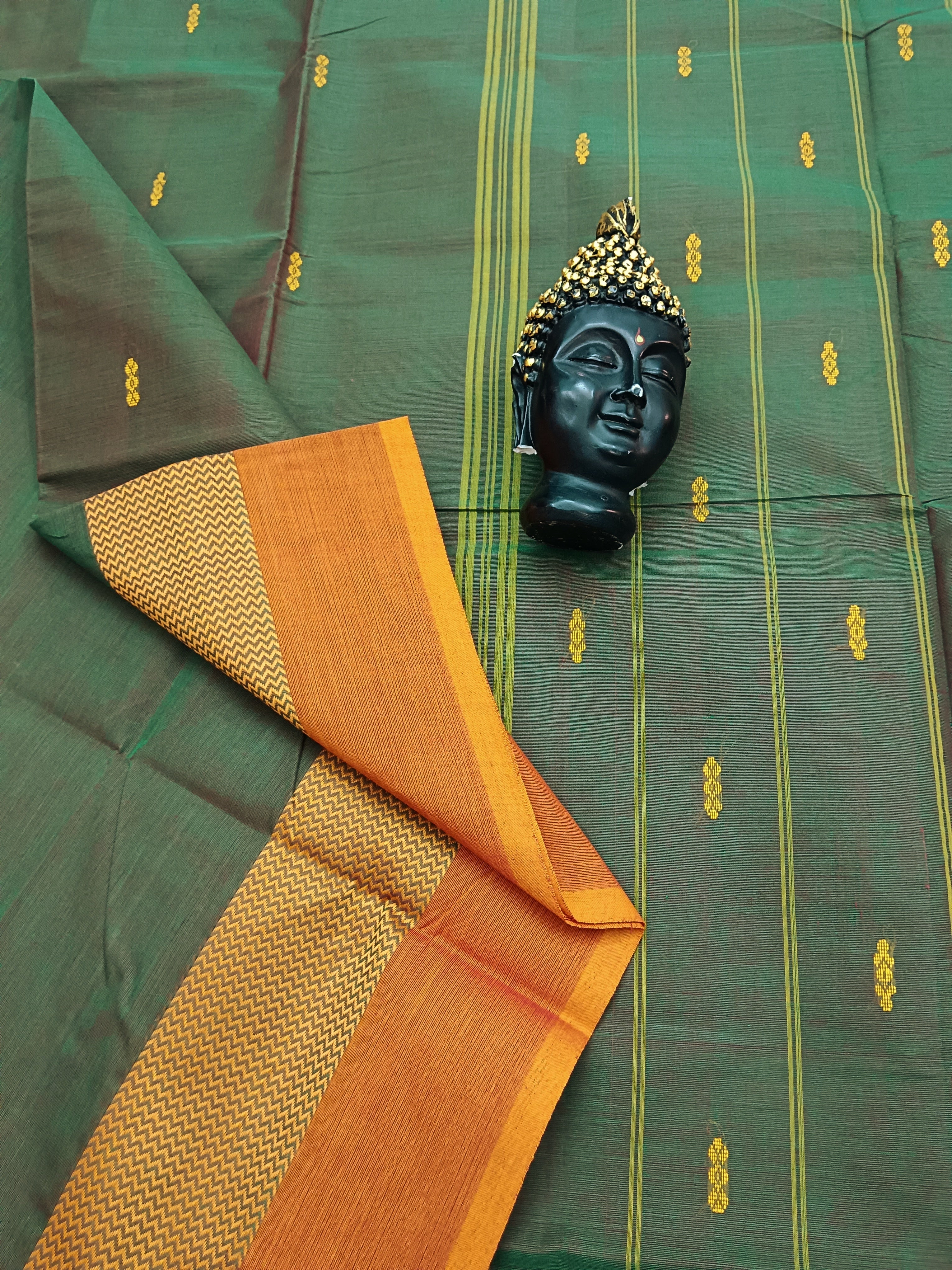 Chettinad Cotton - Office Wear - Green mixed Red Dual Tone- CCOW28