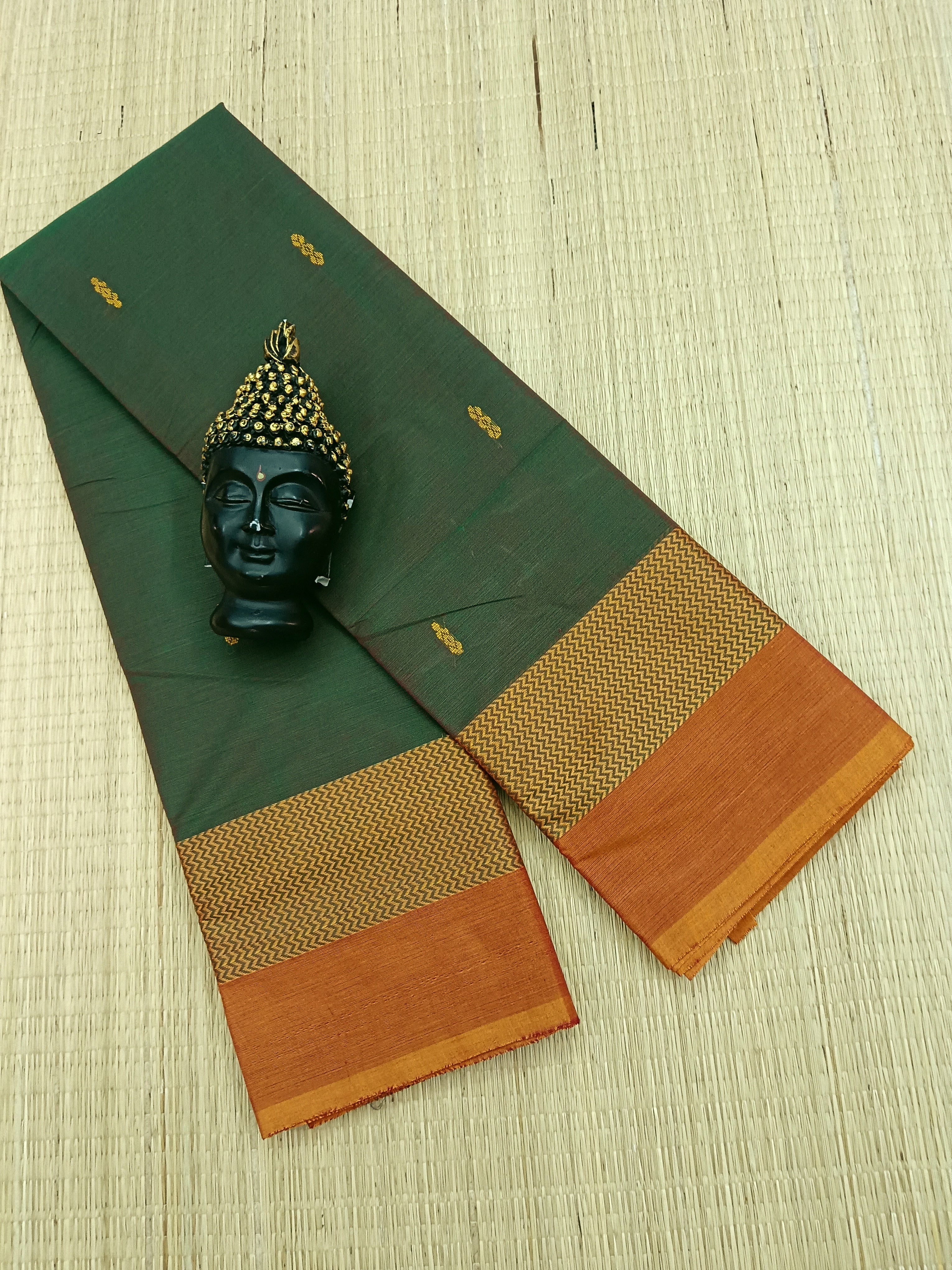 Chettinad Cotton - Office Wear - Green mixed Red Dual Tone- CCOW28