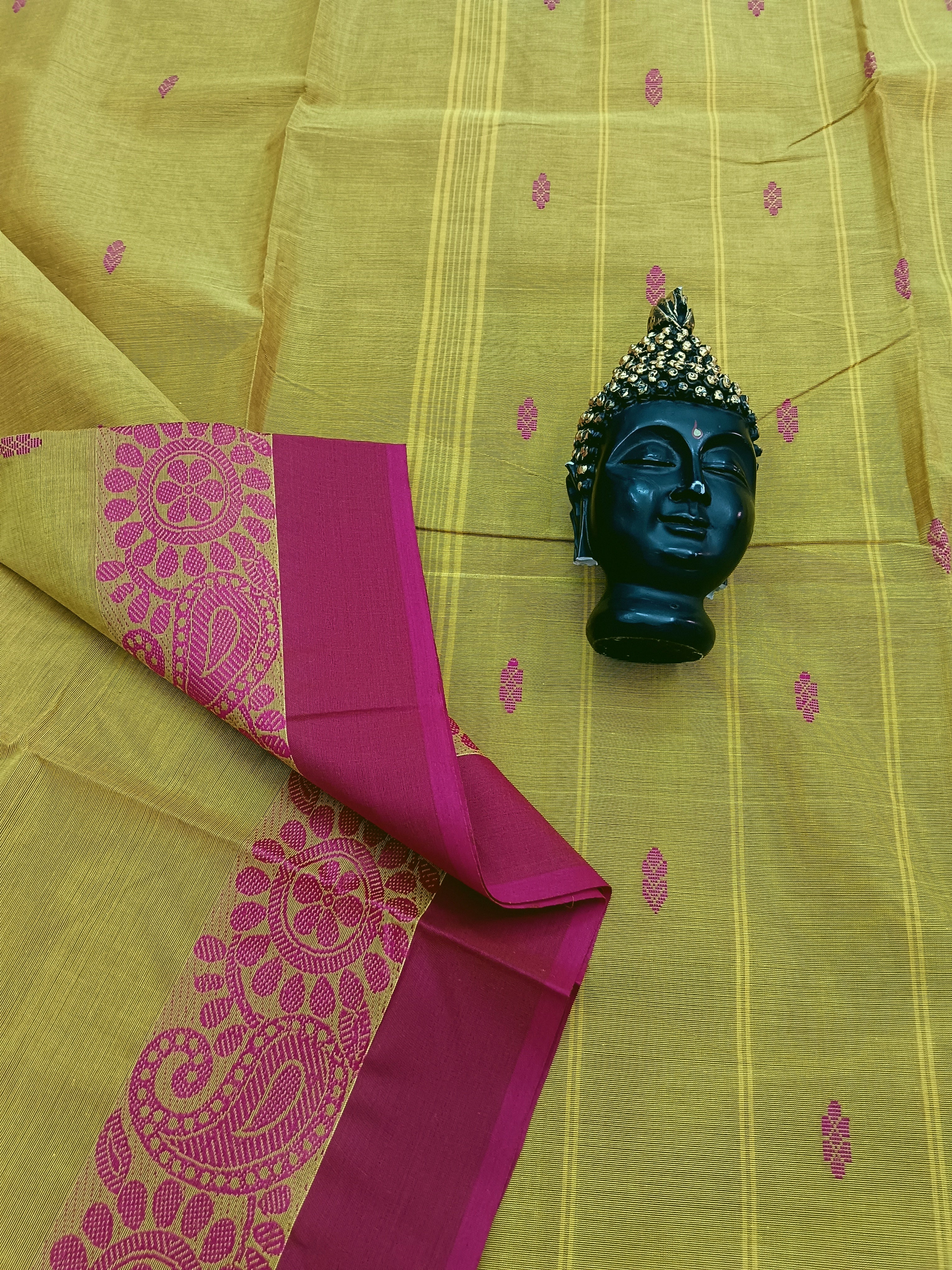 Chettinad Cotton - Office Wear - Mustard Mixed Green Dual Tone- CCOW49