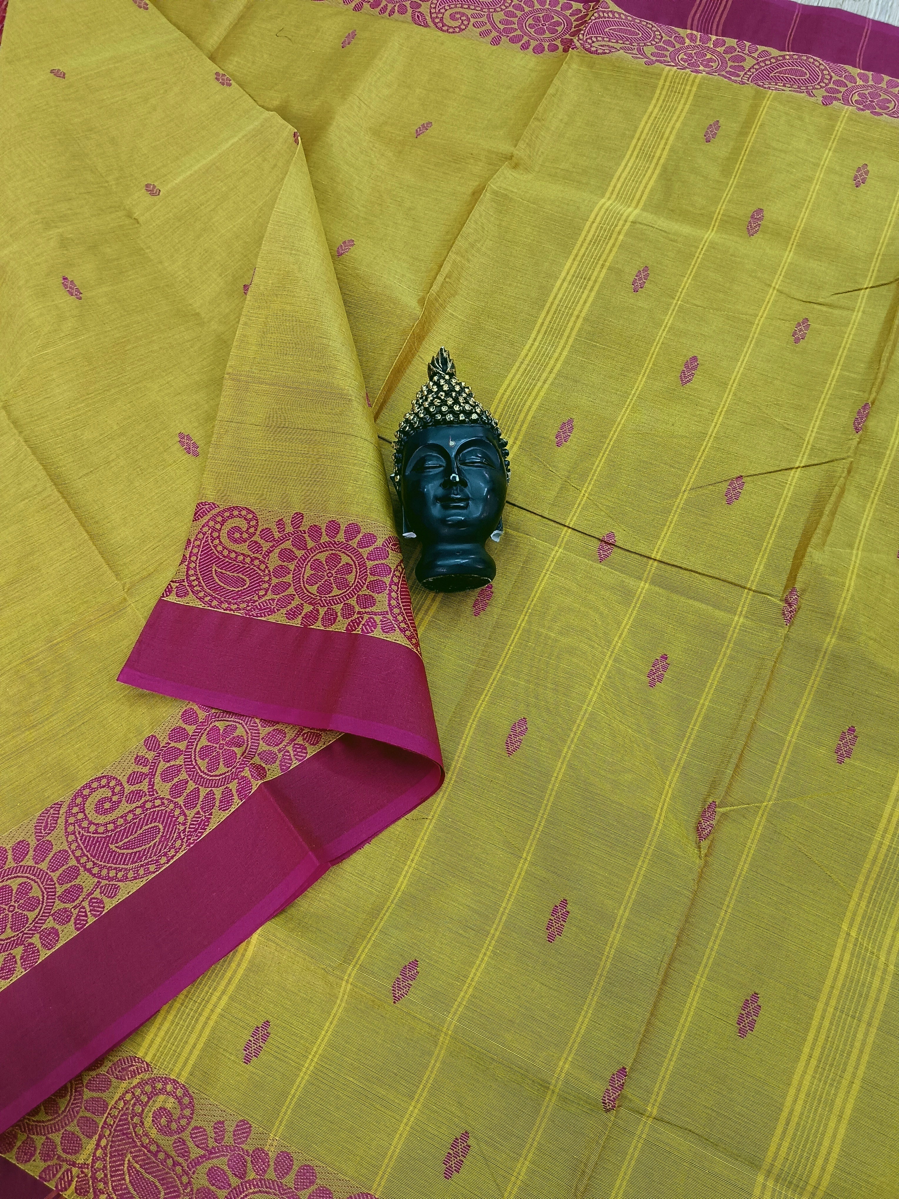 Chettinad Cotton - Office Wear - Mustard Mixed Green Dual Tone- CCOW49