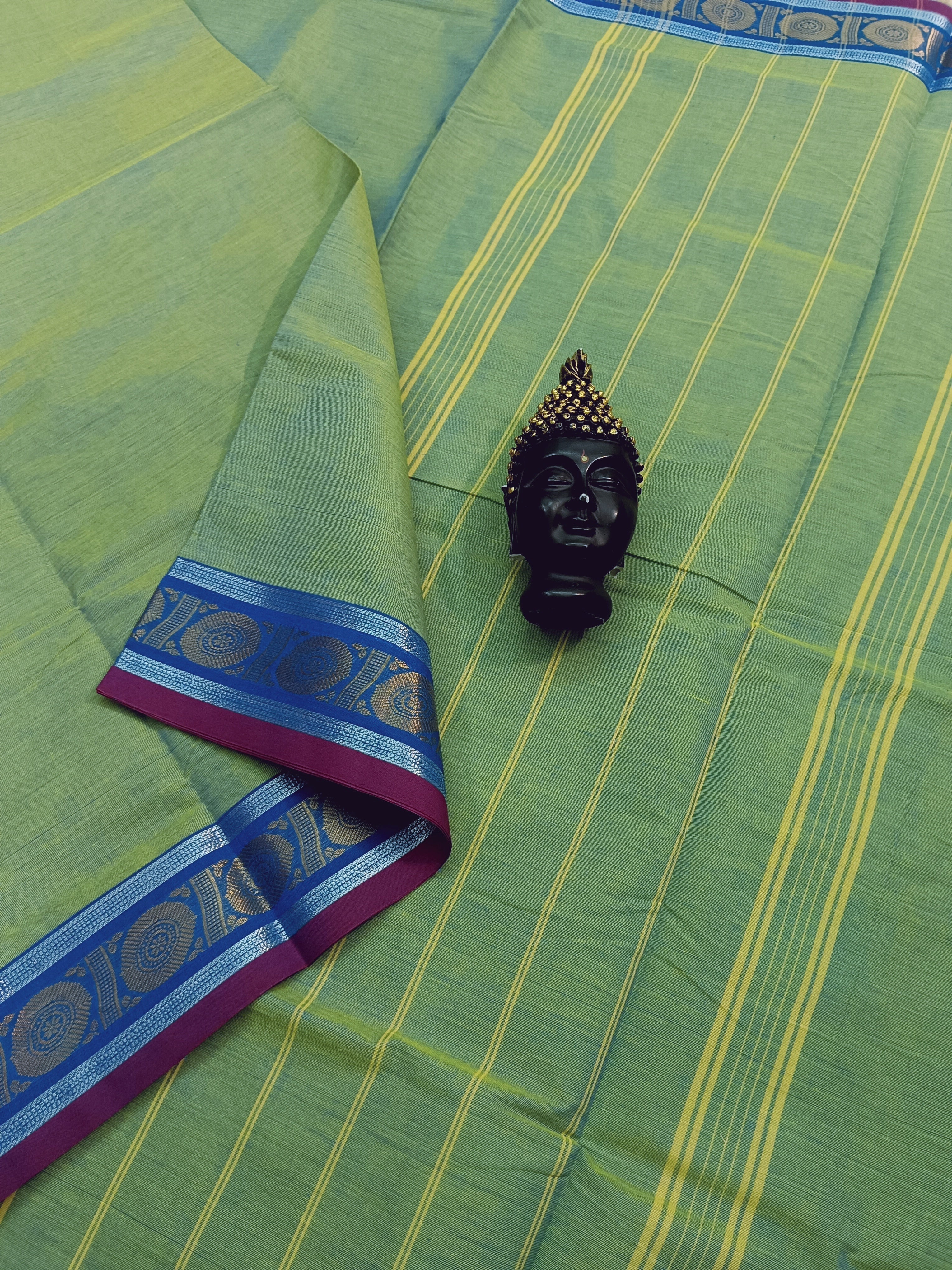 Chettinad Cotton -Daily Wear - Apple green short Aqua Ye1low-CDW30