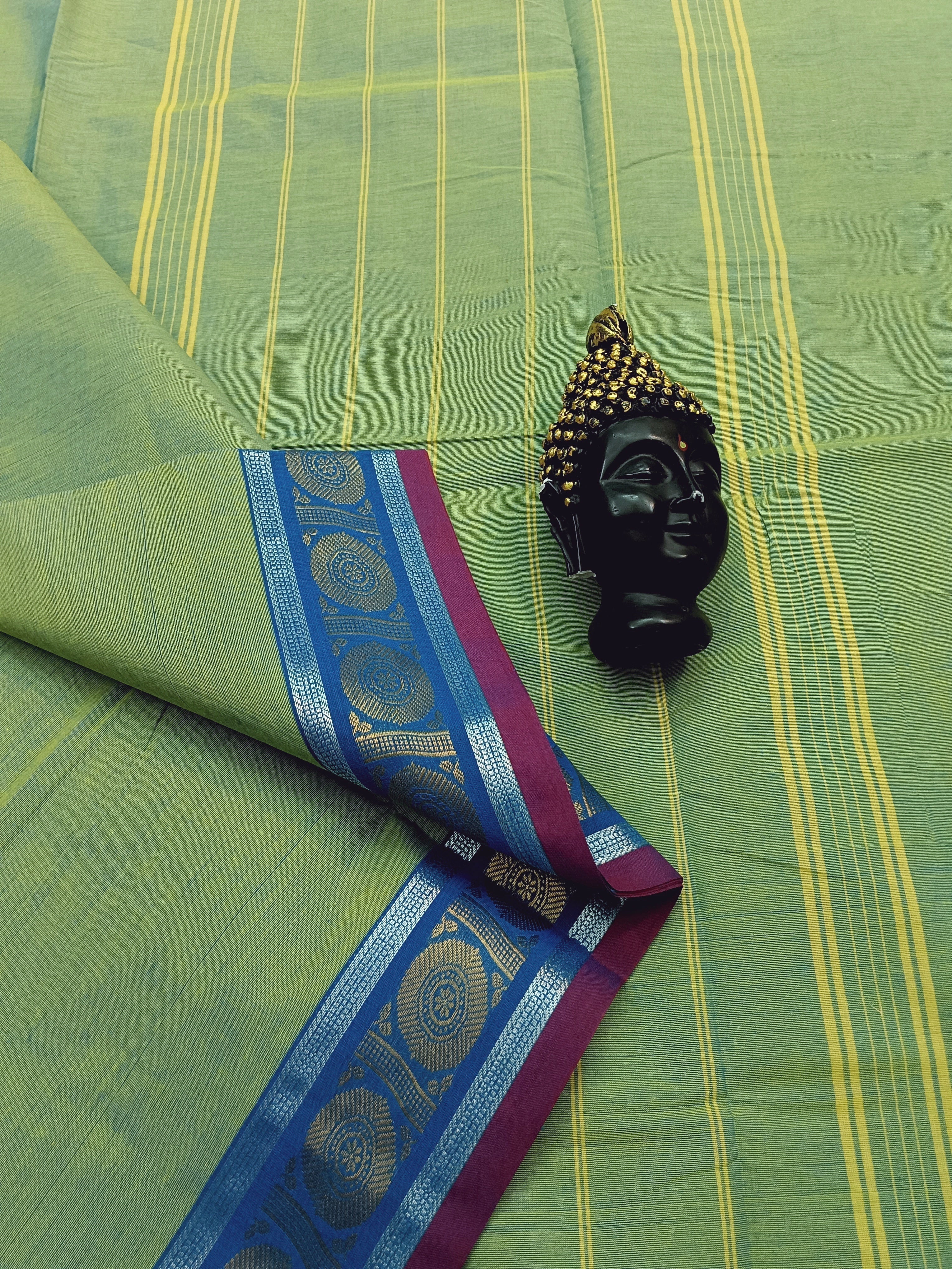Chettinad Cotton -Daily Wear - Apple green short Aqua Ye1low-CDW30