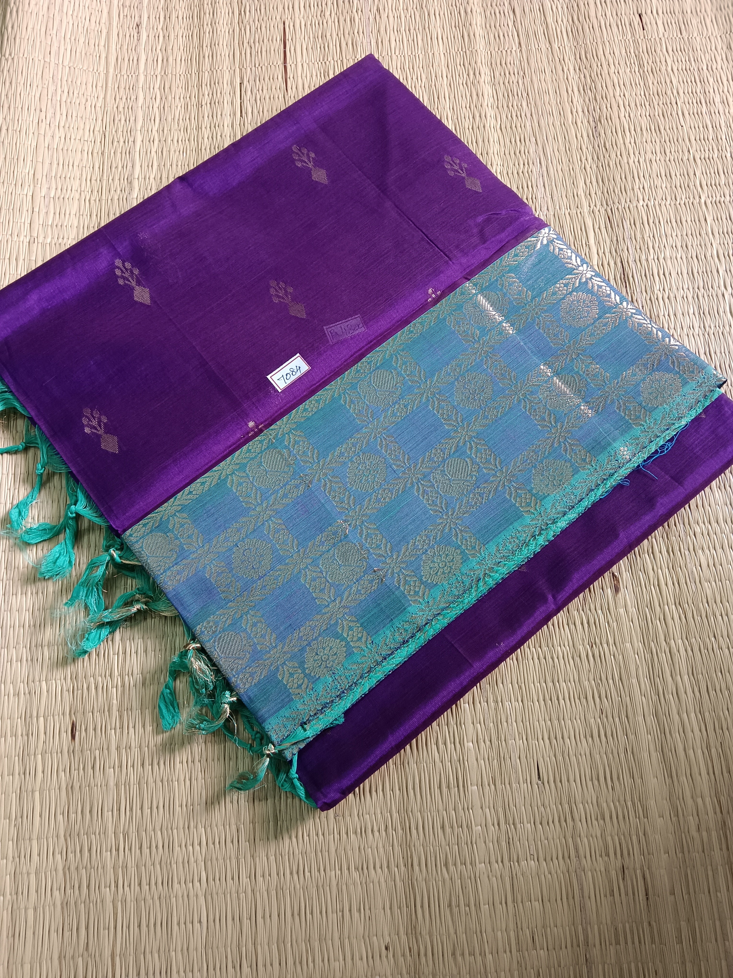 Handloom Kanchi Silk Cotton - Butta - Violet-HSC28