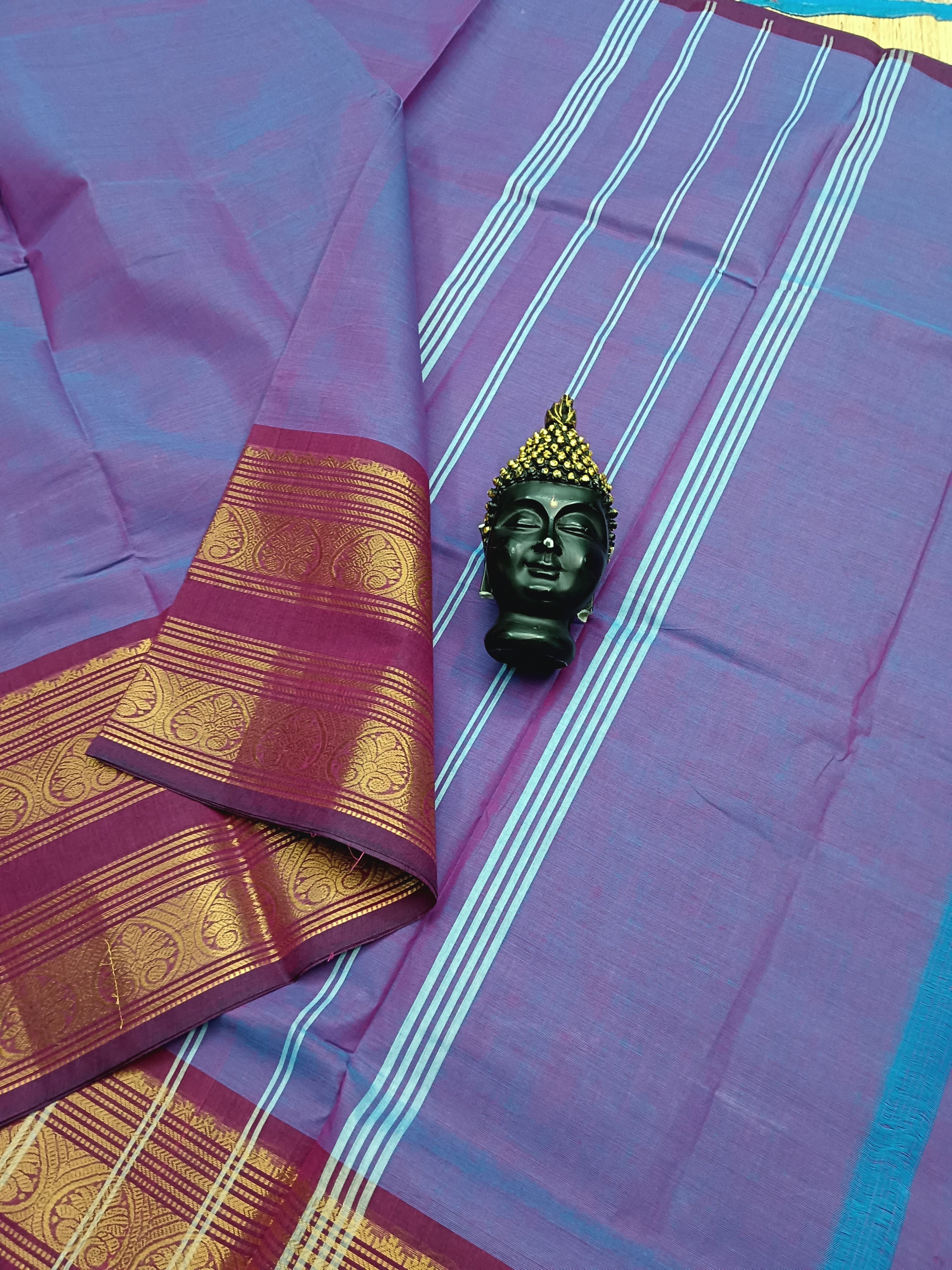 Kanchi Cotton - All Day Fusion - Sky Blue Mixed Pink Dual Tone - KCAF13
