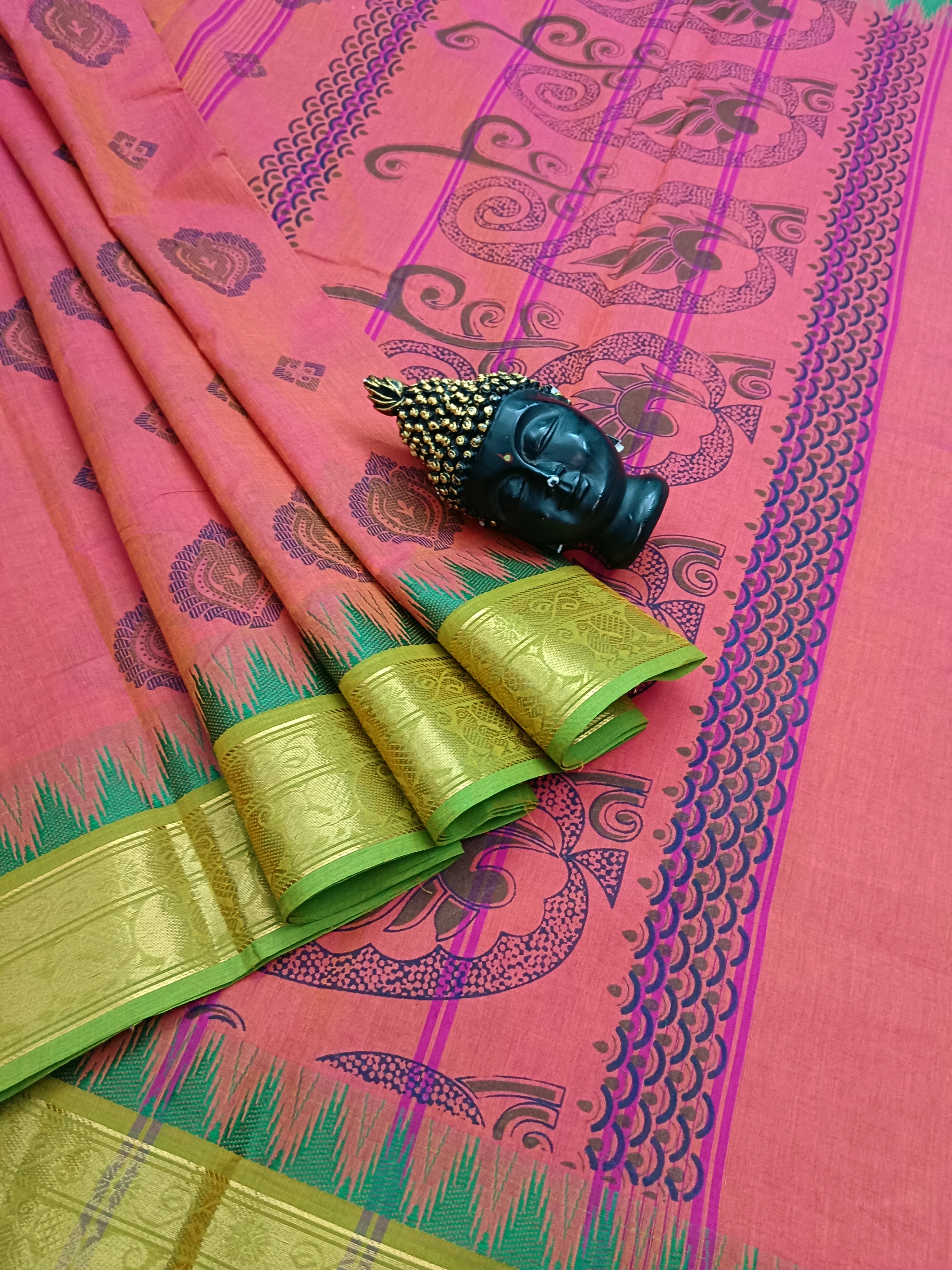 Chettinad Cotton - Printed - Peach -CPC08