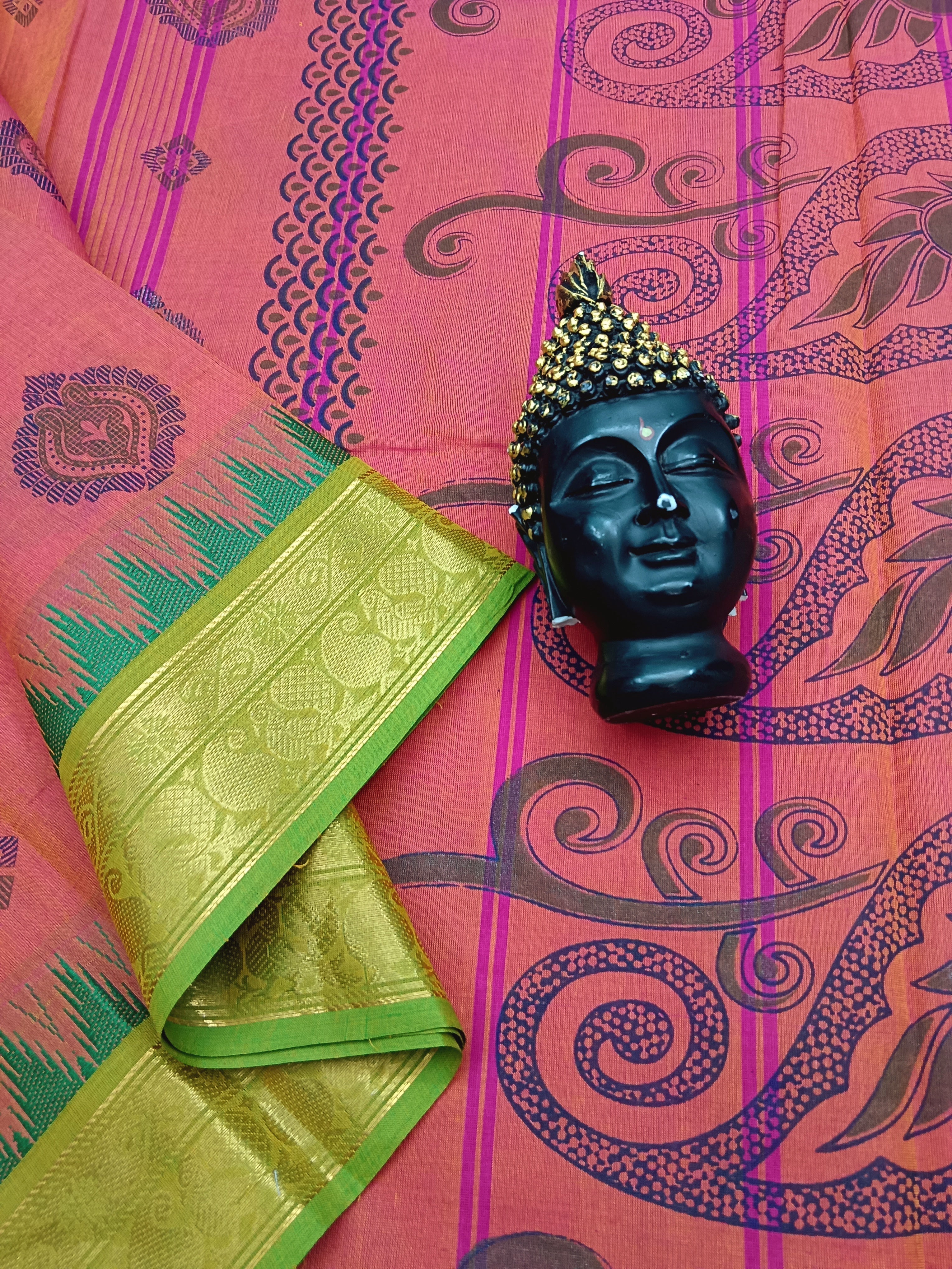 Chettinad Cotton - Printed - Peach -CPC08