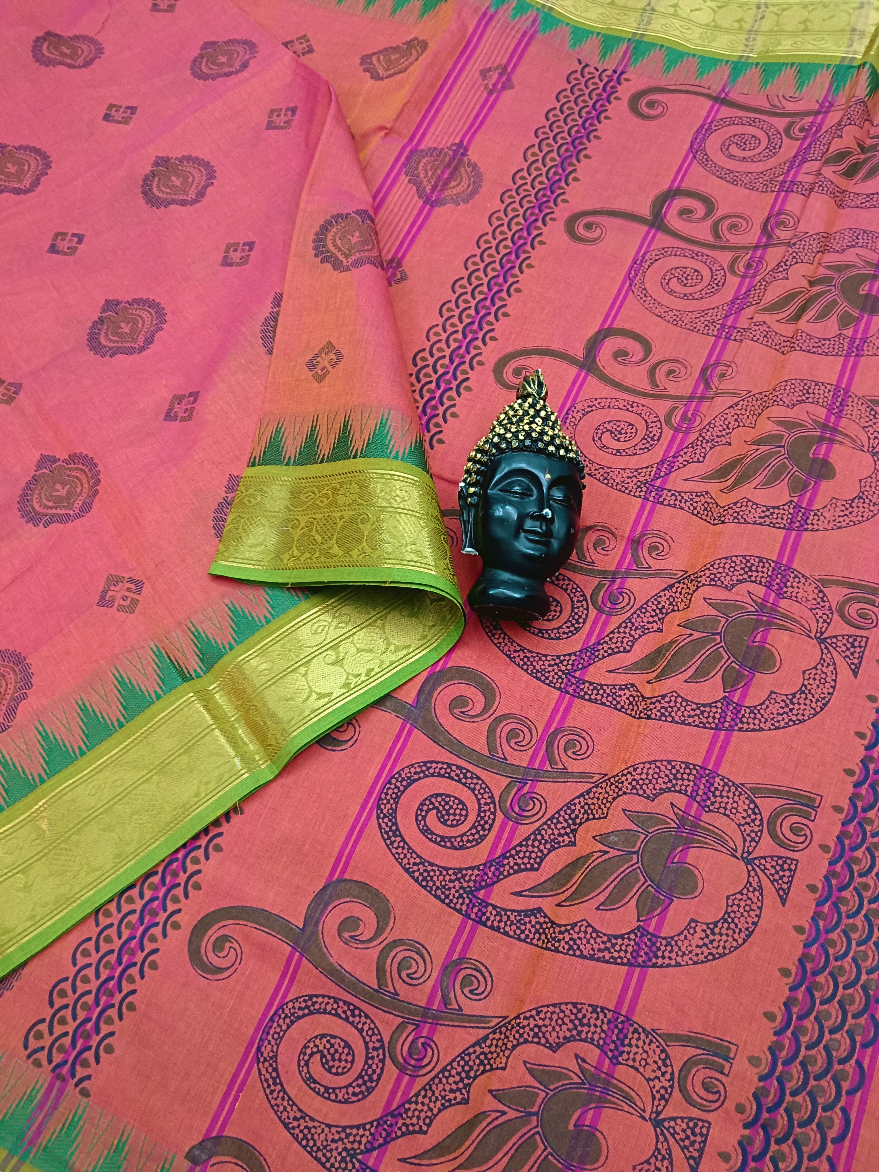 Chettinad Cotton - Printed - Peach -CPC08