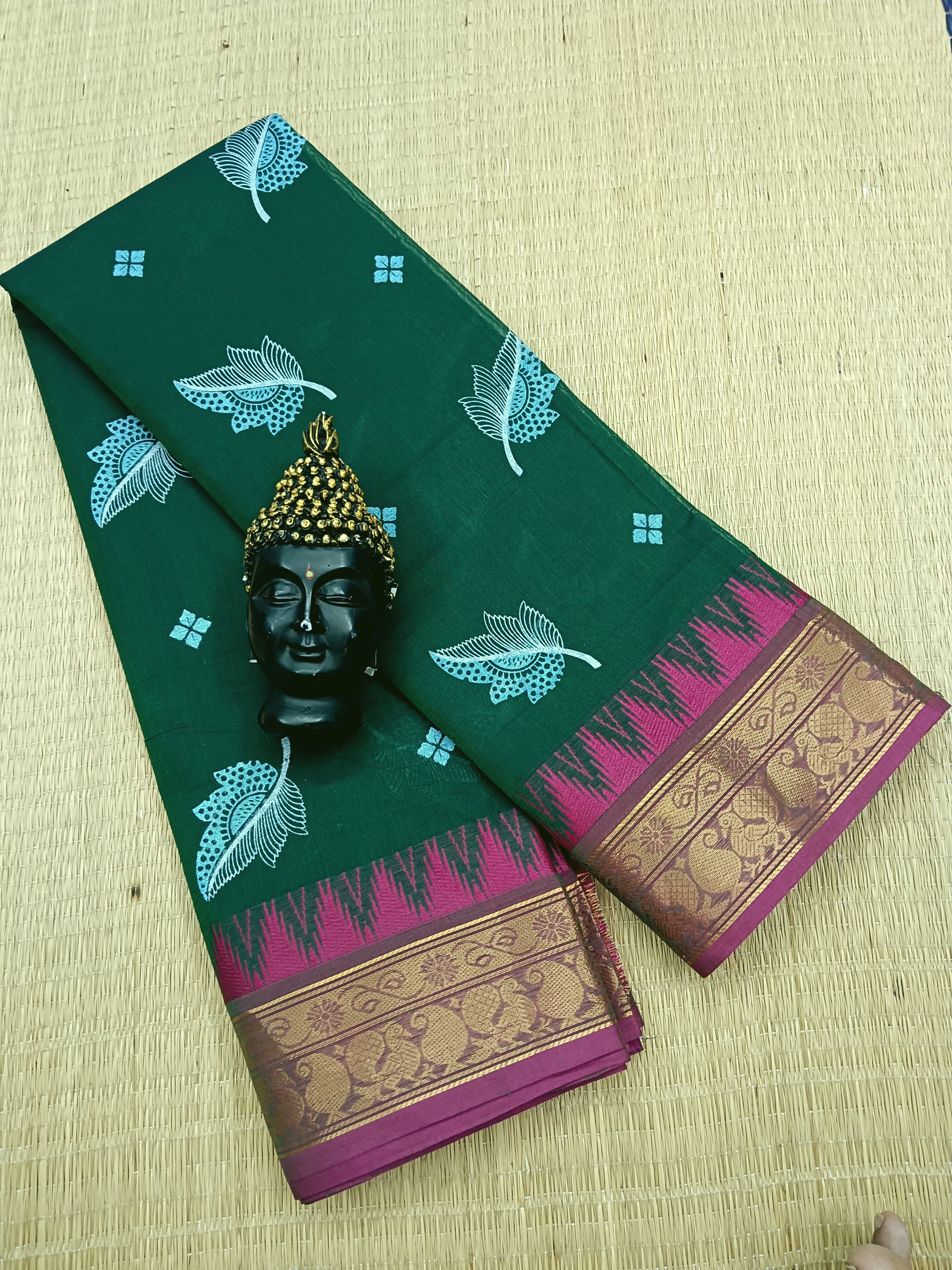 Chettinad Cotton - Printed - Dark Green -CPC09