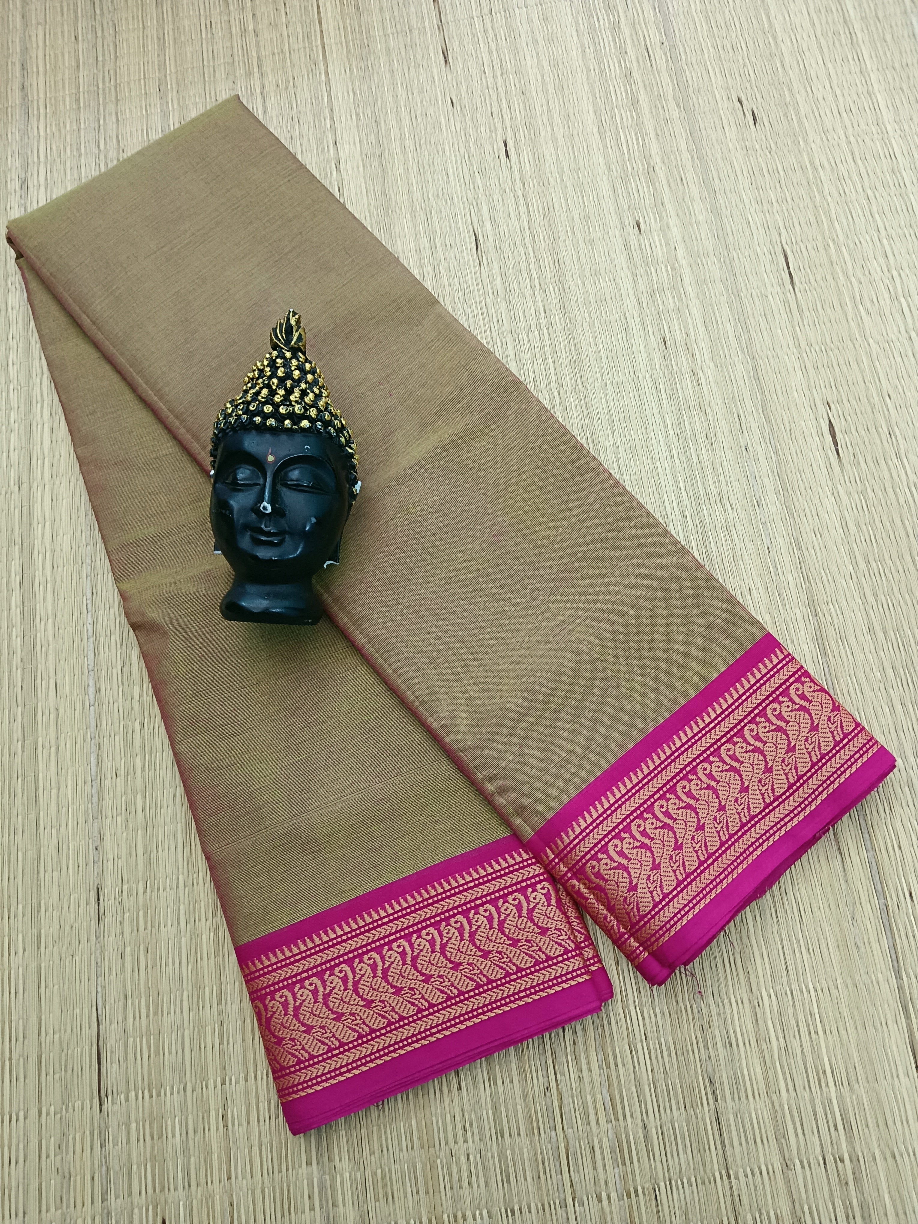 Chettinad Cotton -Daily Wear - Neon Green Mixed pink Dual Tone- CDW42