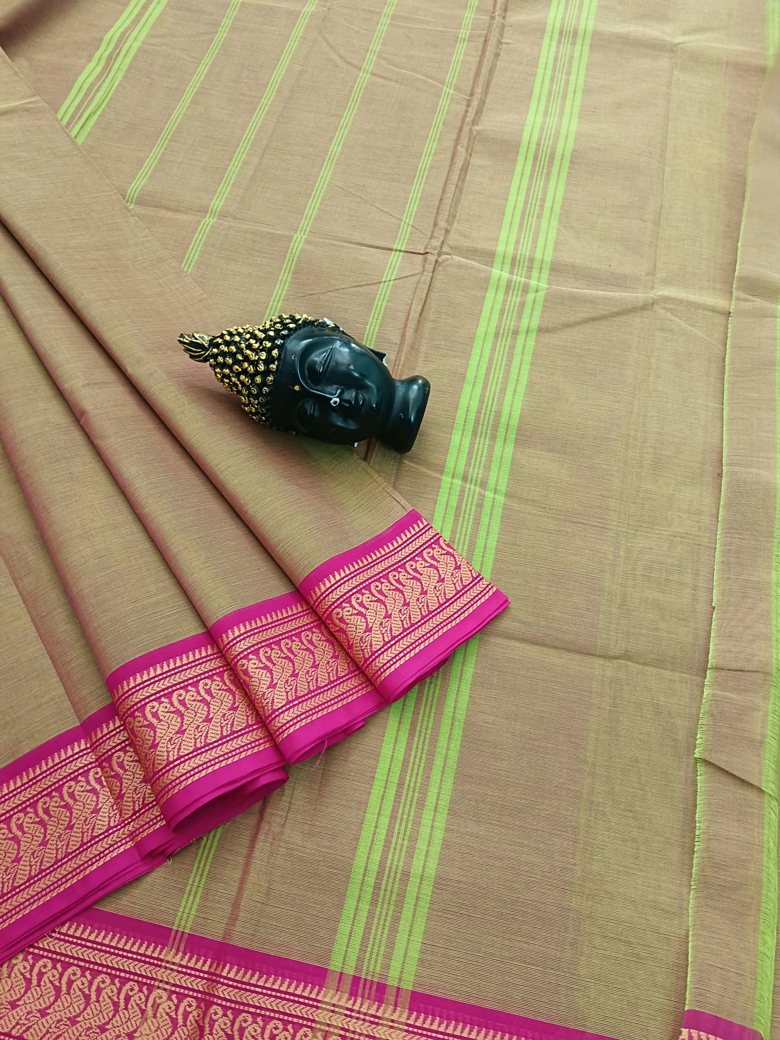 Chettinad Cotton -Daily Wear - Neon Green Mixed pink Dual Tone- CDW42