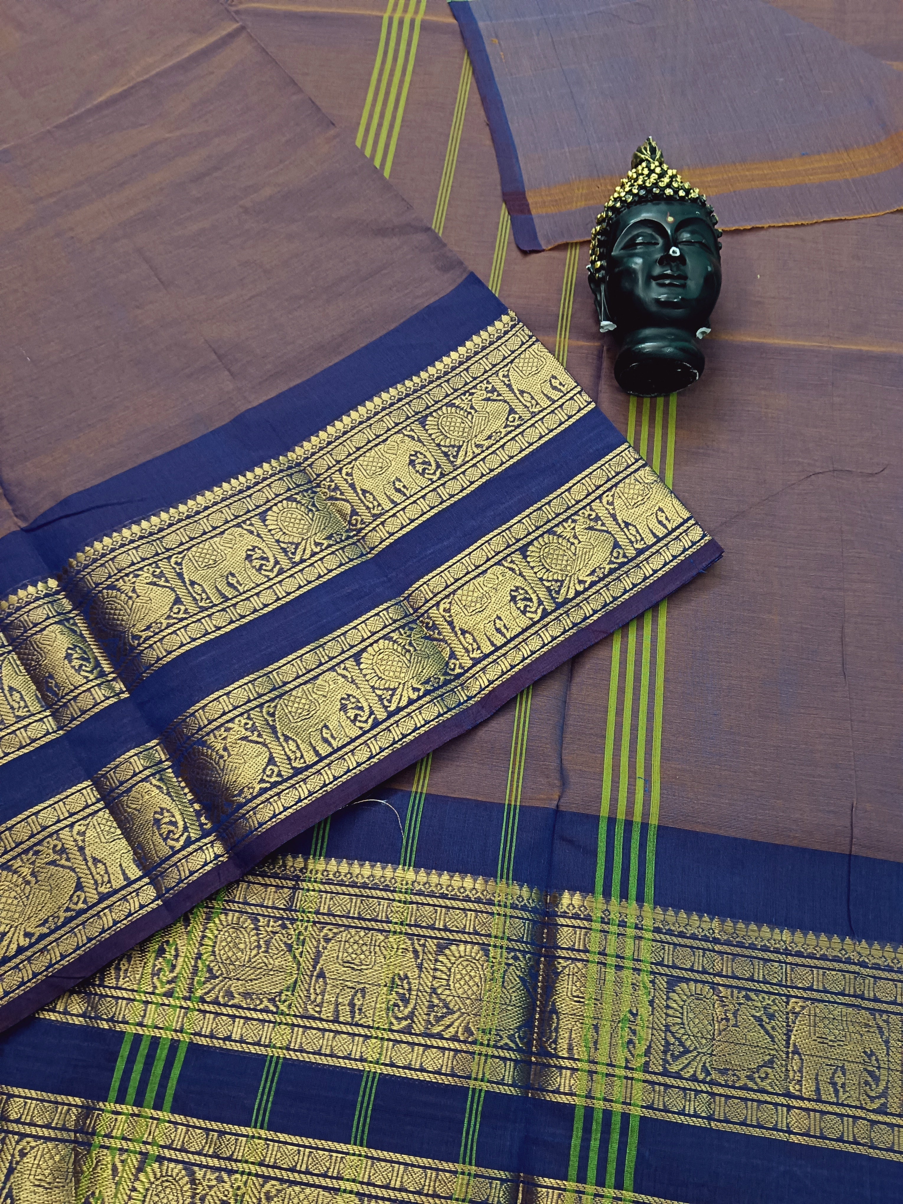 Kanchi Cotton - All Day Fusion -Sampangi Yellow mixed Blue Dual Tone- KCAF30