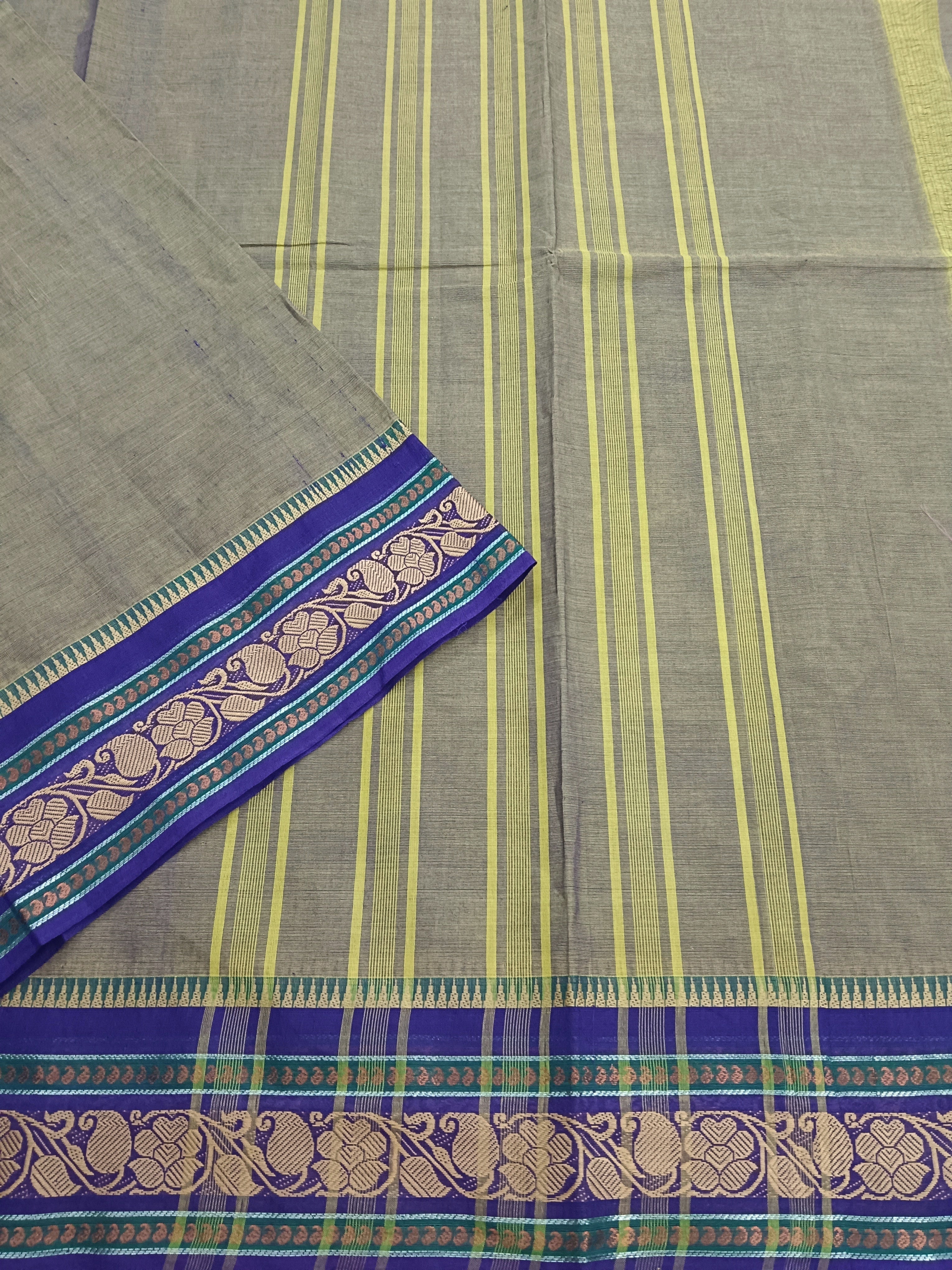 Chettinad Cotton -Daily Wear -Yellow mixed Blue Dual tone- CDW56