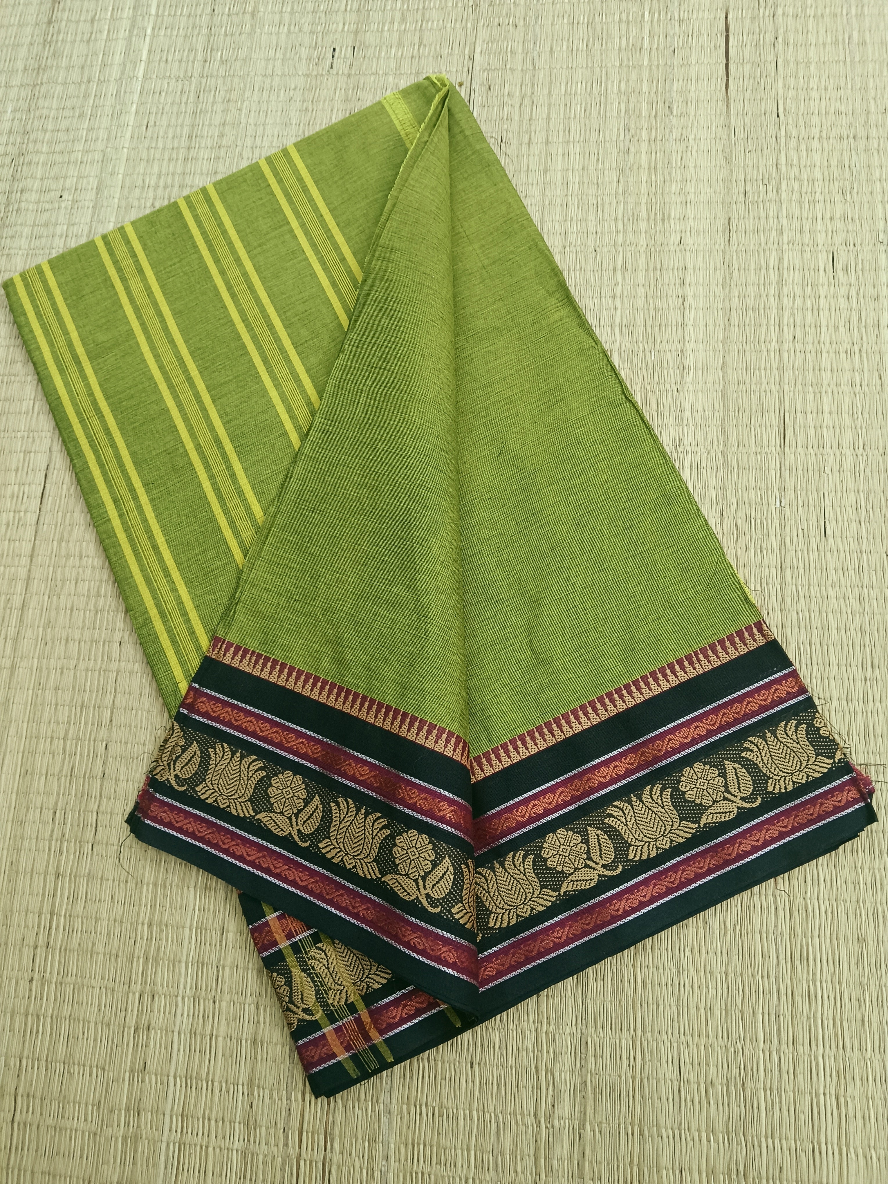 Chettinad Cotton -Daily Wear -Lemon Yellow mixed Green- CDW57