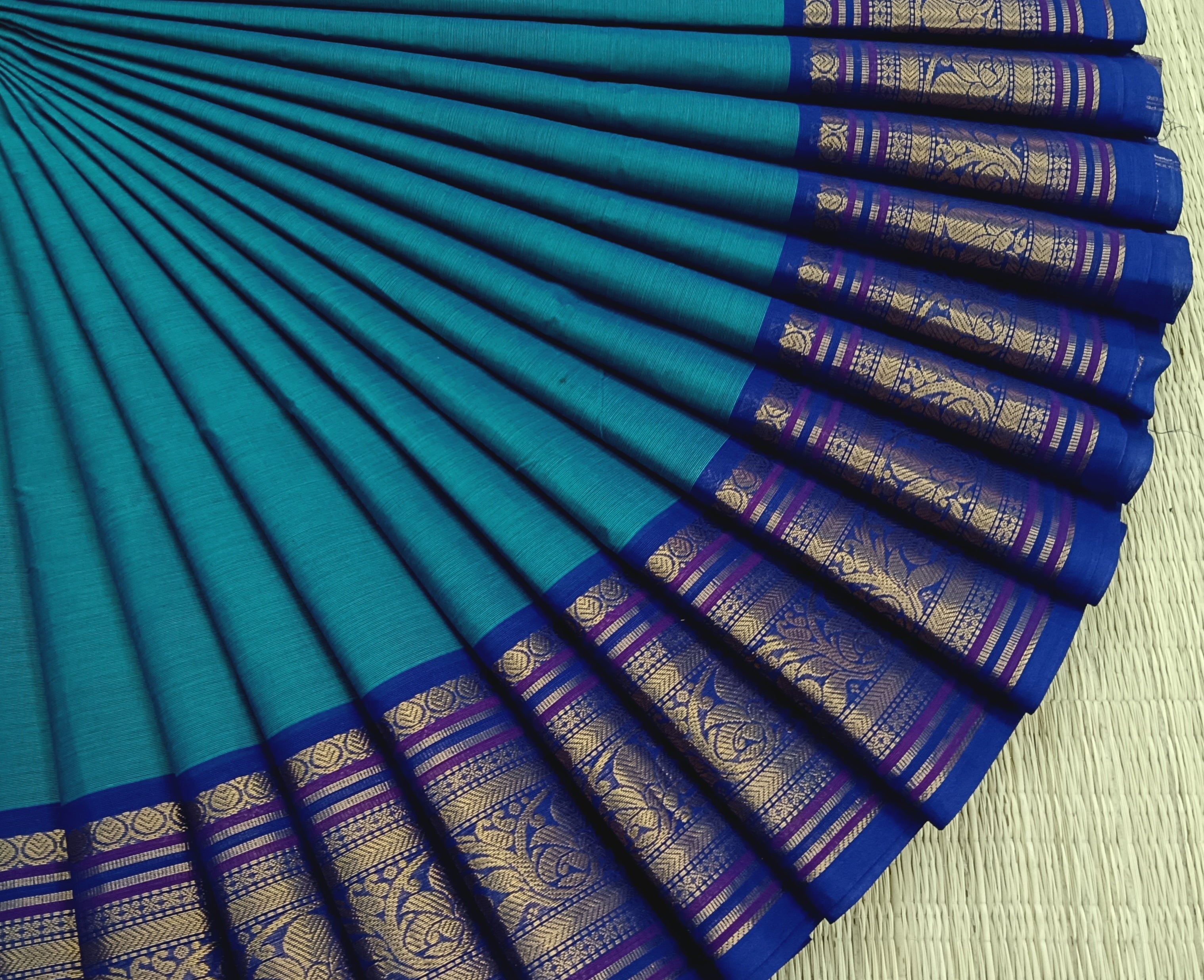 Kanchi Cotton - Festival Fusion -peacock blue- KCFP76
