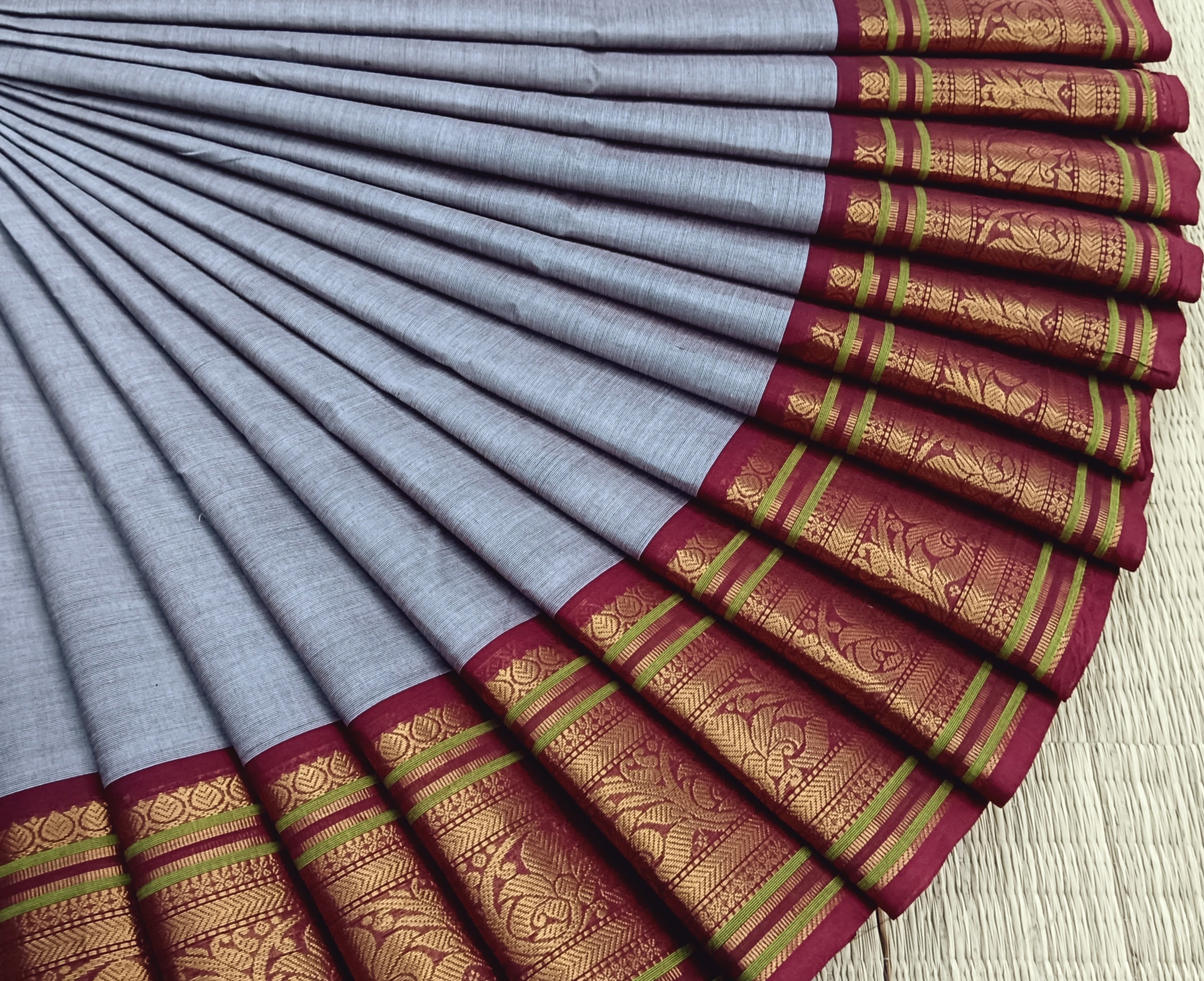 Kanchi Cotton - Festival Fusion -maroonish grey- KCFP73