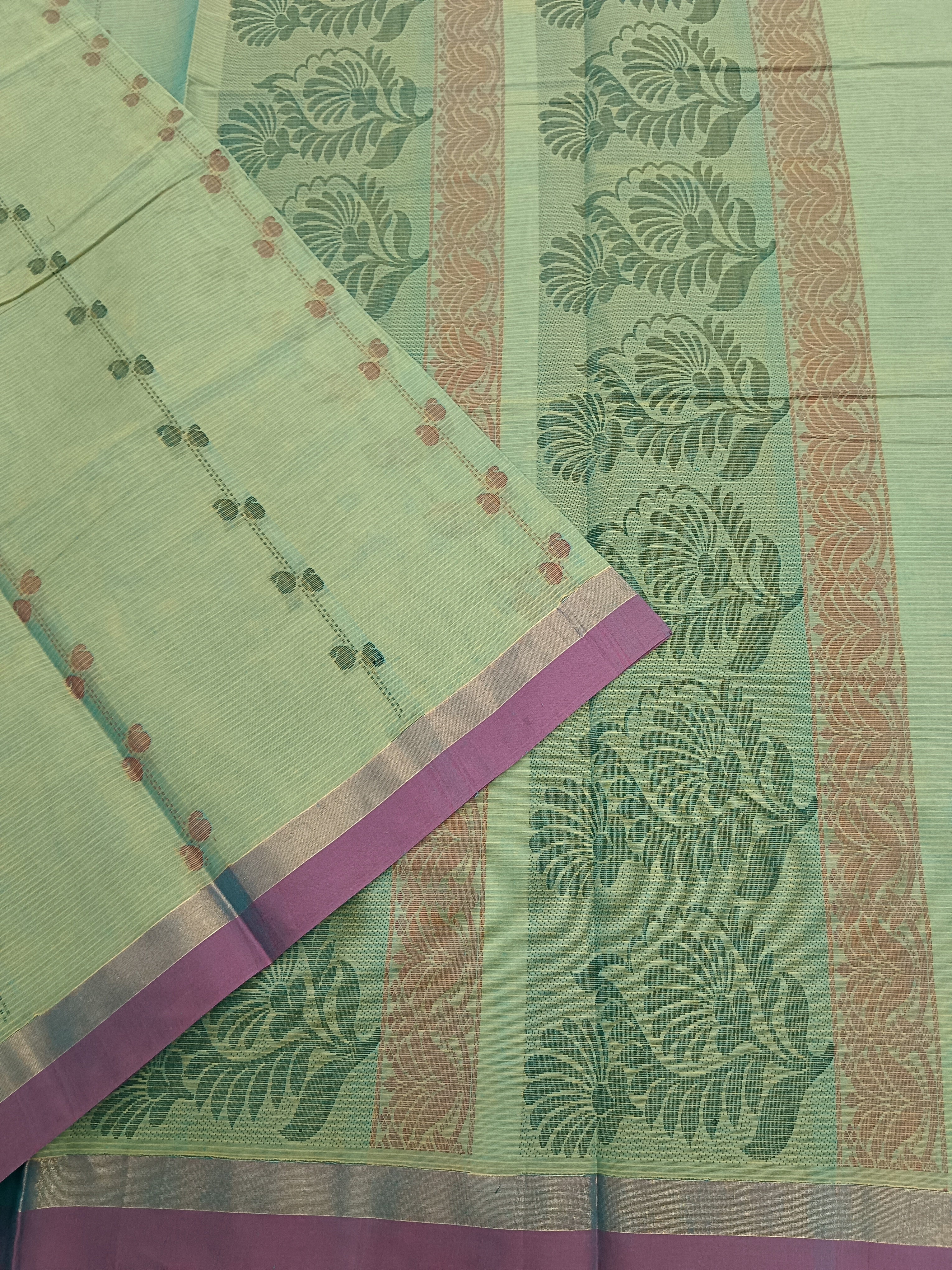 Negamam Cotton Saree -Yellow mixed Blue Dual tone- NC 16