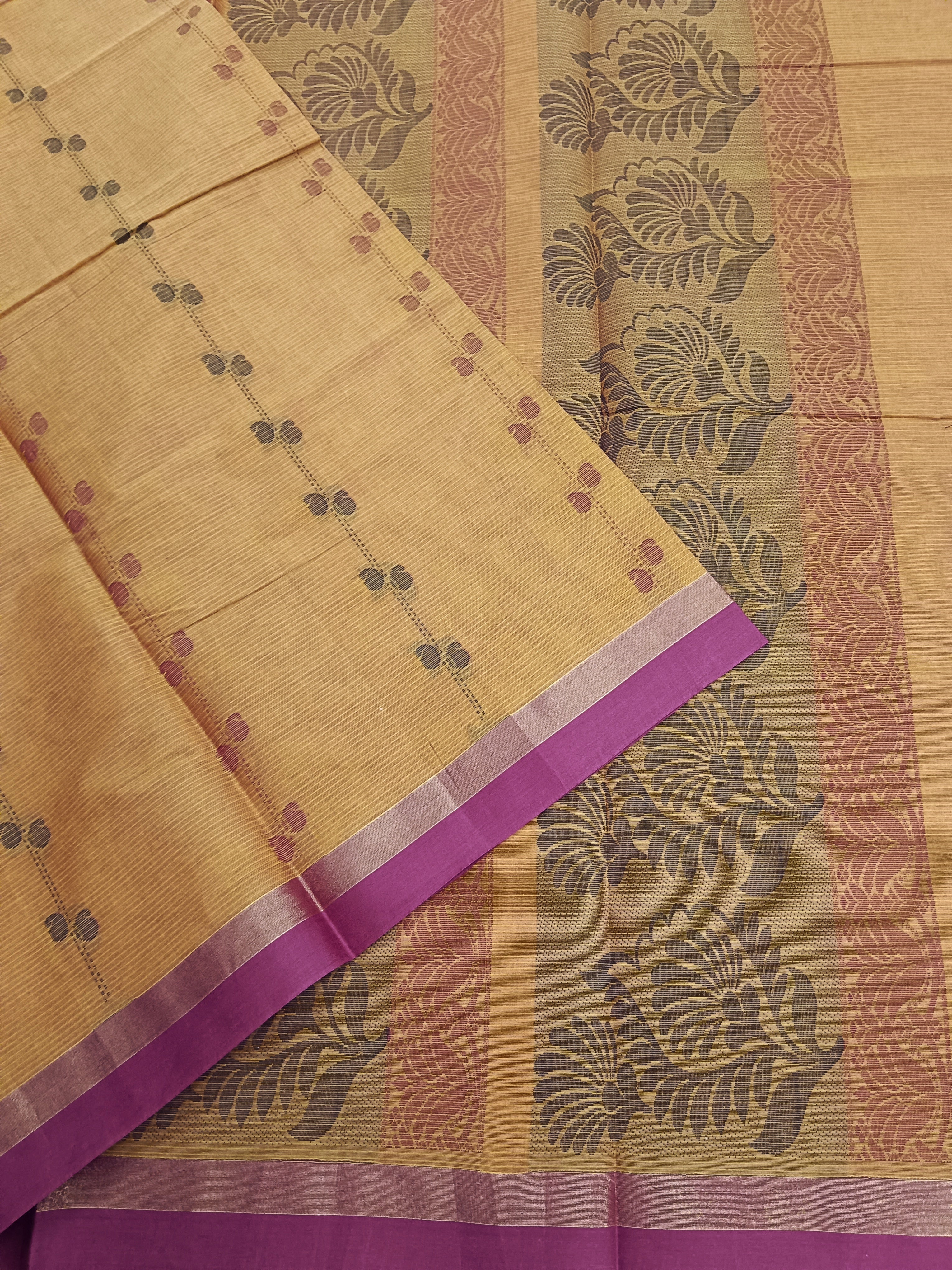 Negamam Cotton Saree -yellow mixed Maroon dual tone- NC 14