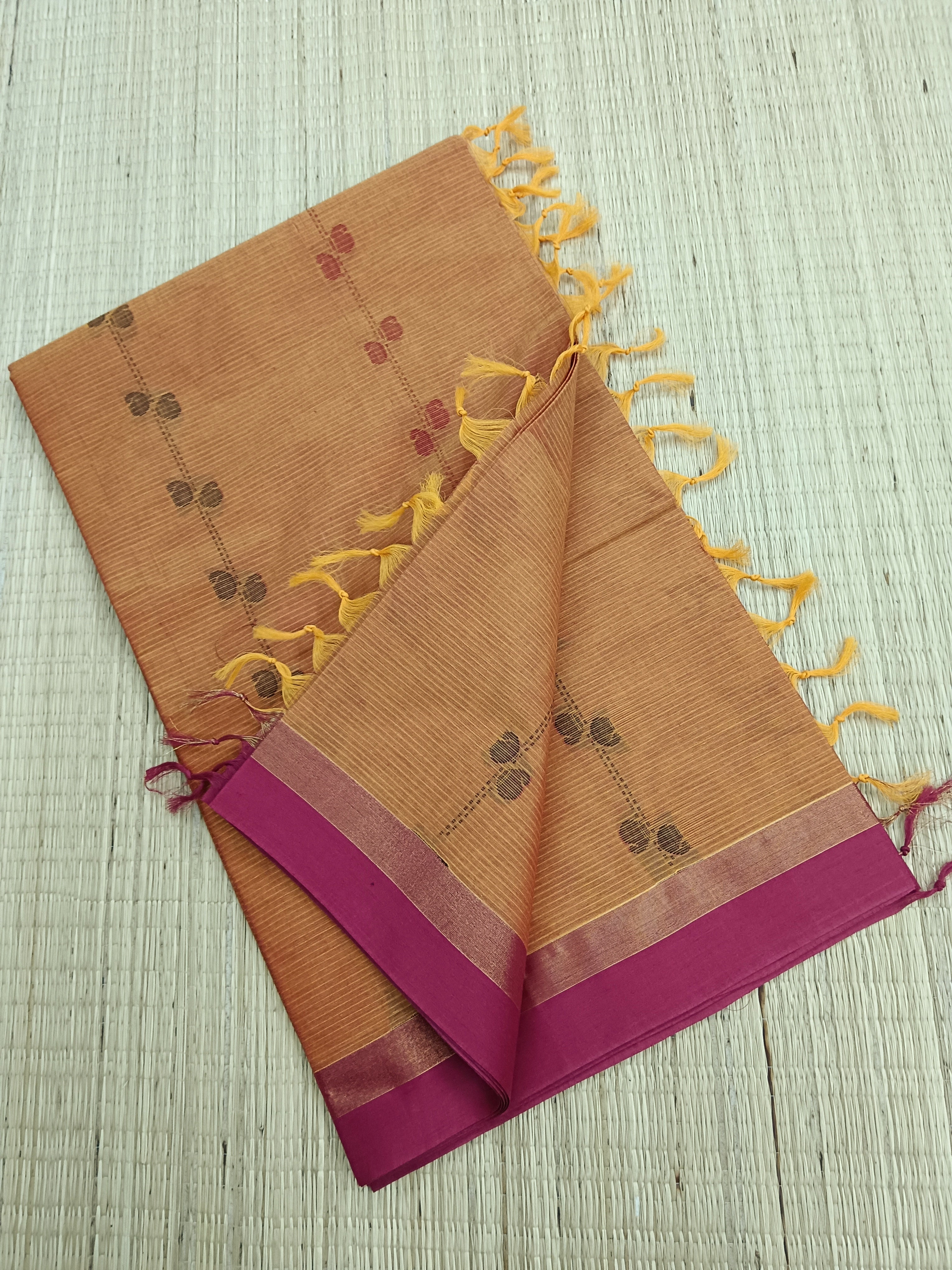 Negamam Cotton Saree -yellow mixed Maroon dual tone- NC 14