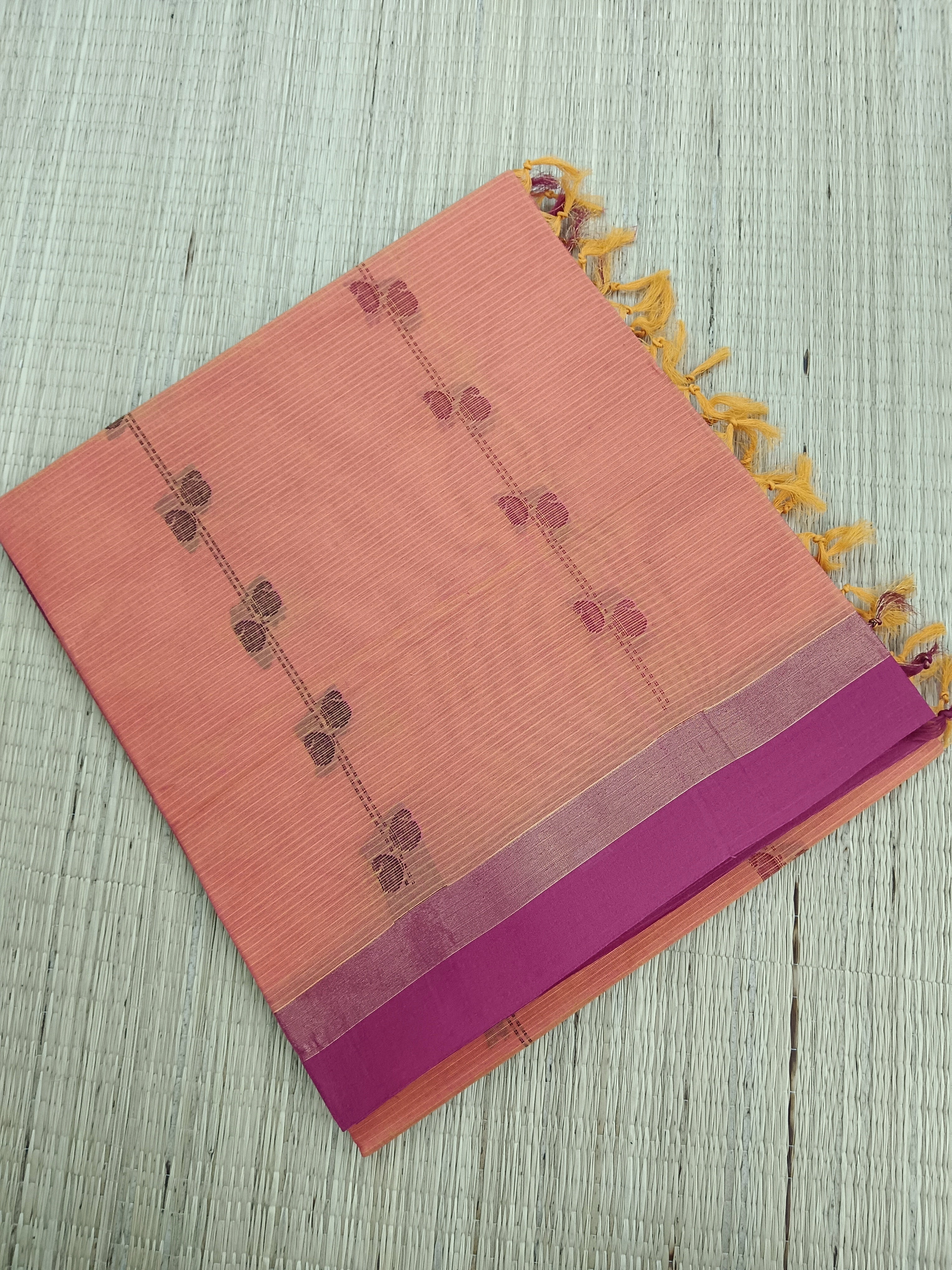 Negamam Cotton Saree -yellow mixed pink dual tone- NC 13