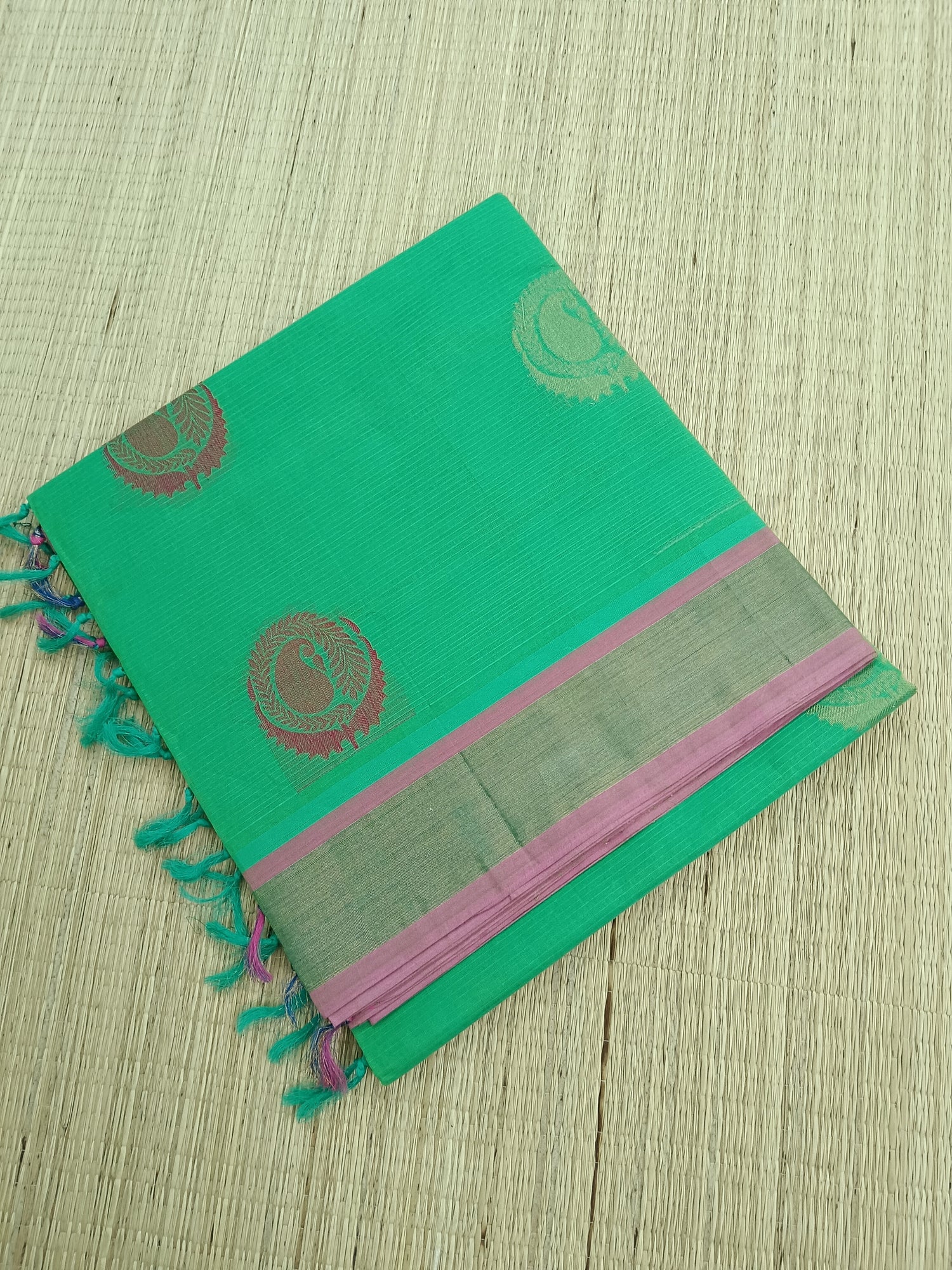 Negamam Cotton Saree -parrot green- NC 22
