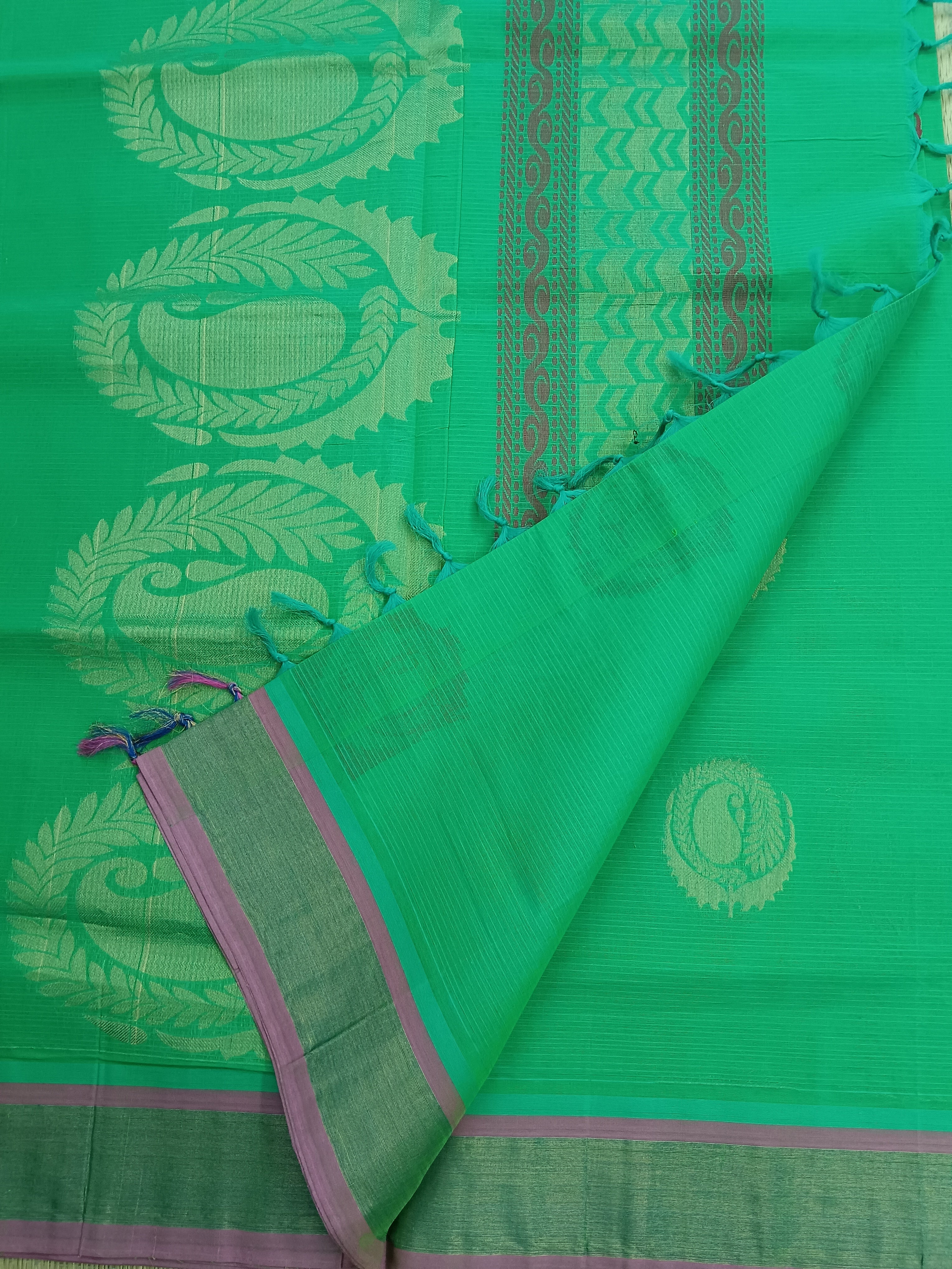 Negamam Cotton Saree -parrot green- NC 22
