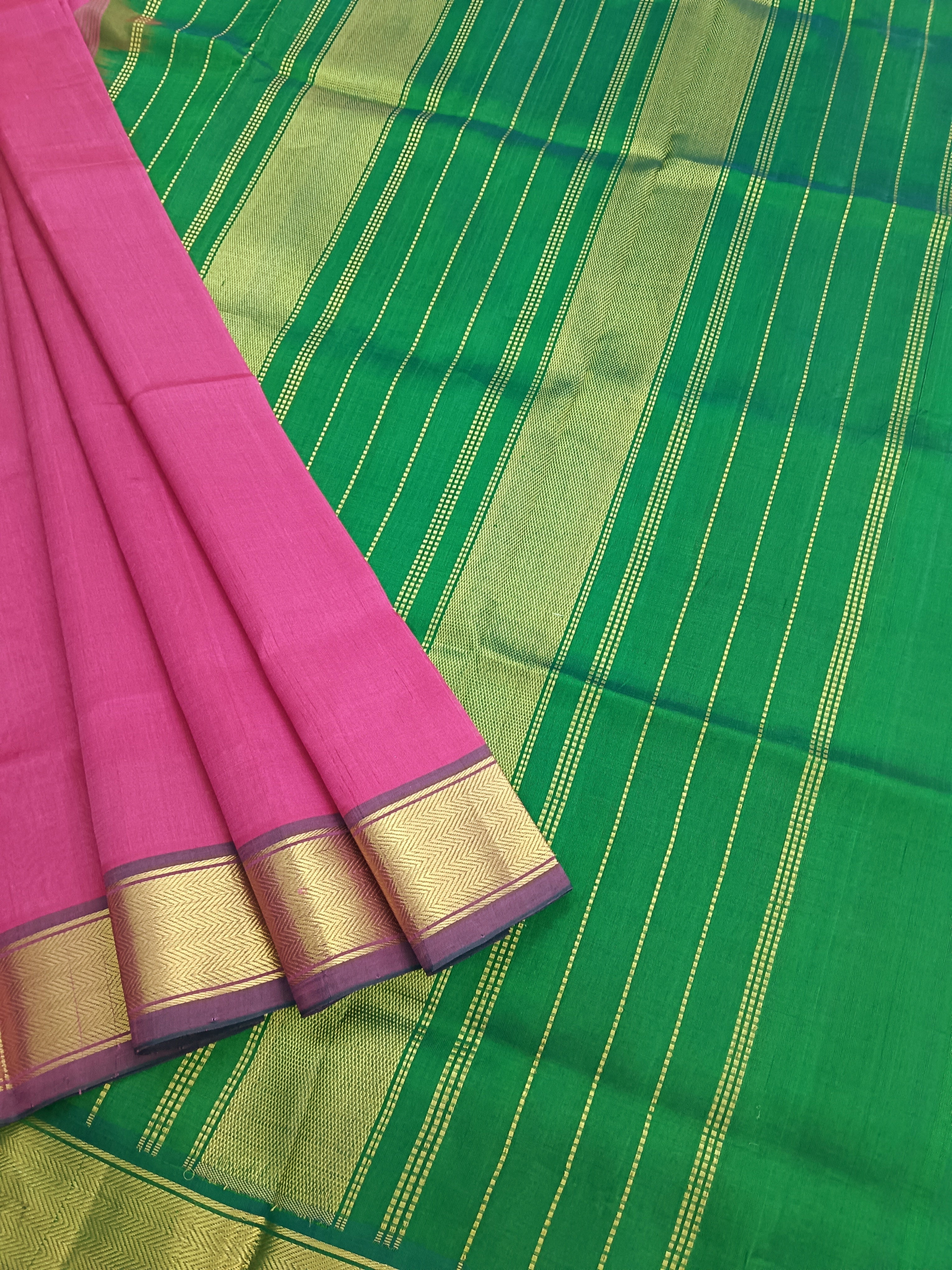 Handloom Kanchi Silk Cotton - Plain - Lotus pink- HSC39