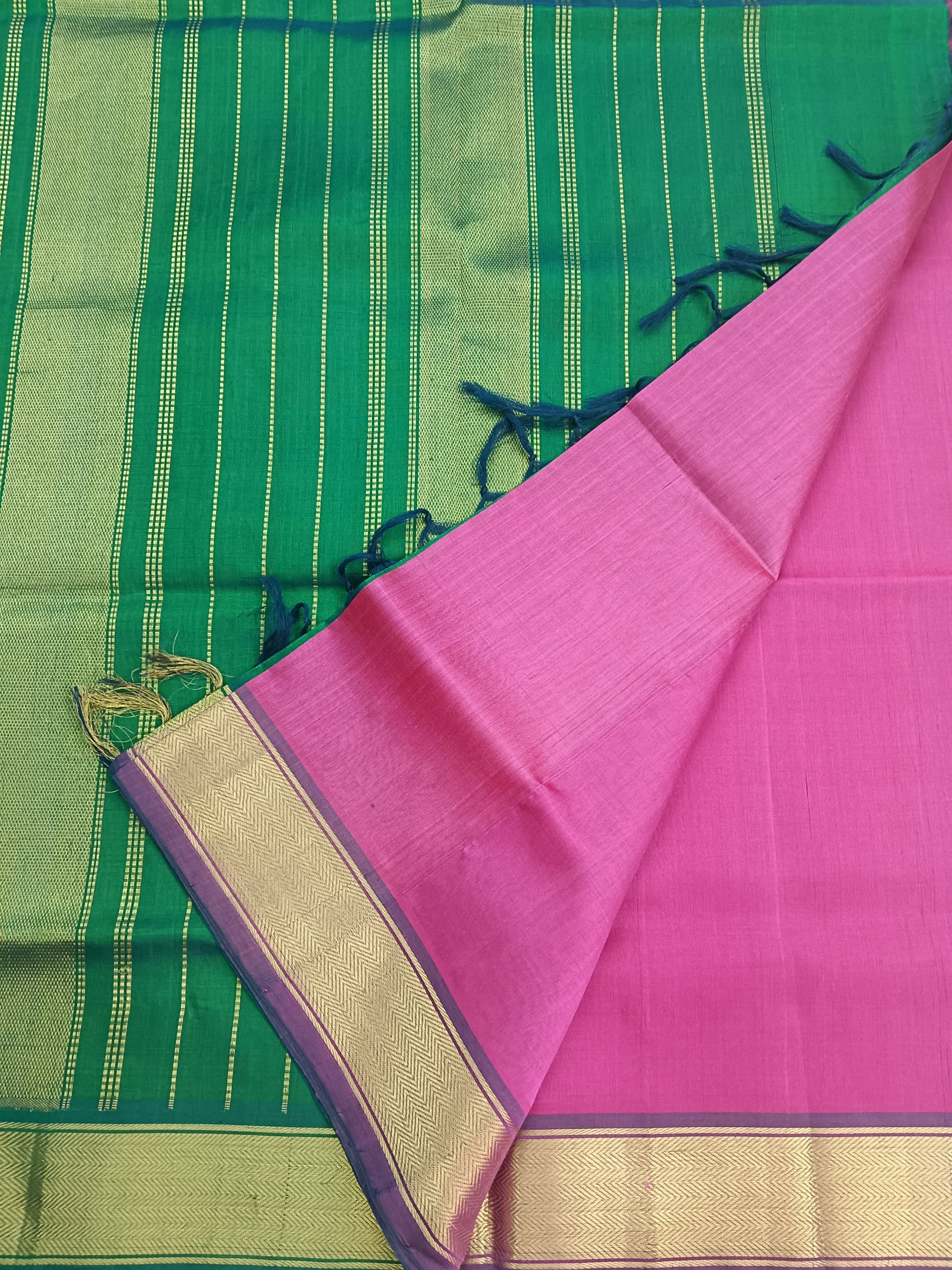 Handloom Kanchi Silk Cotton - Plain - Lotus pink- HSC39