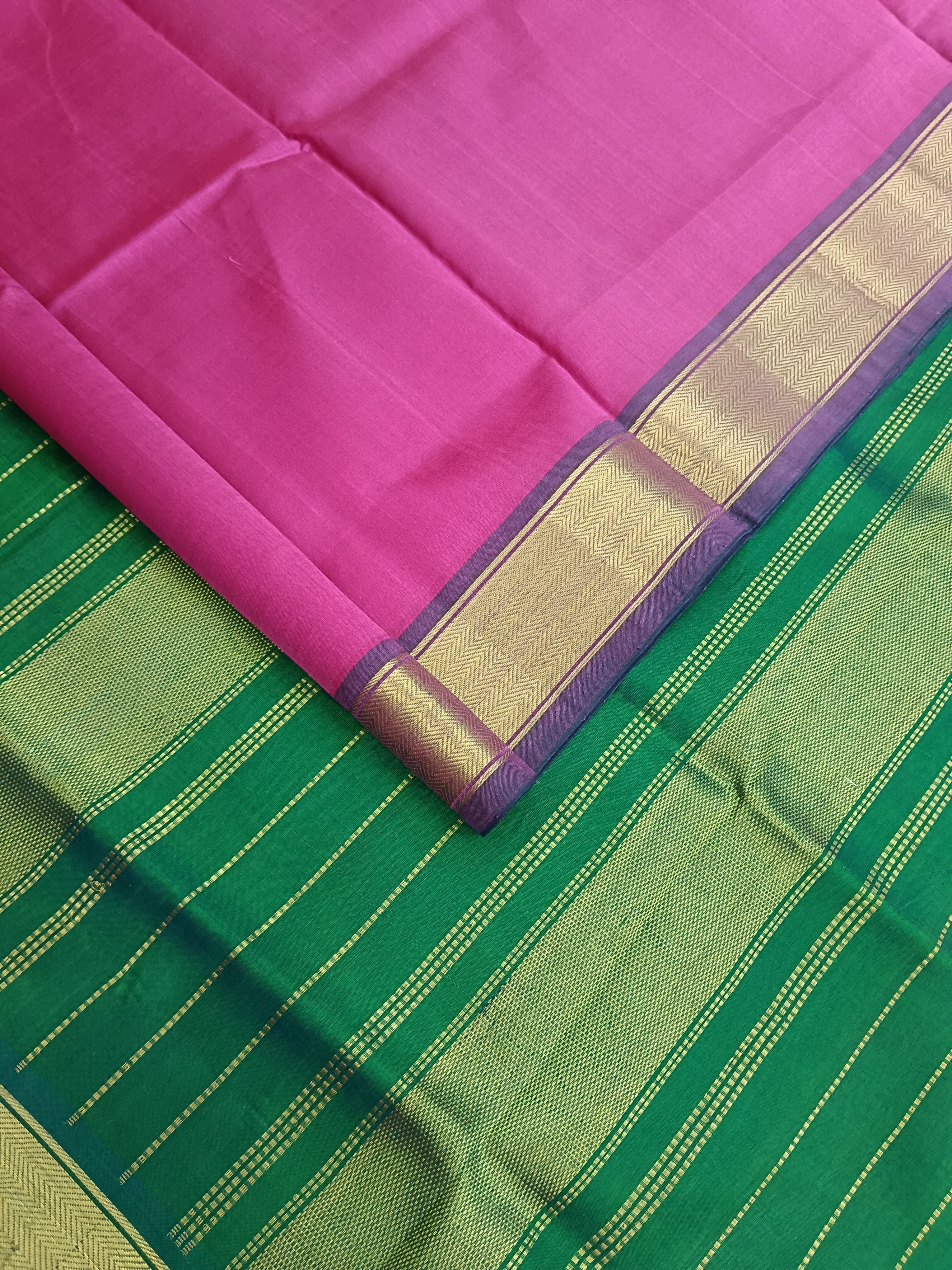 Handloom Kanchi Silk Cotton - Plain - Lotus pink- HSC39