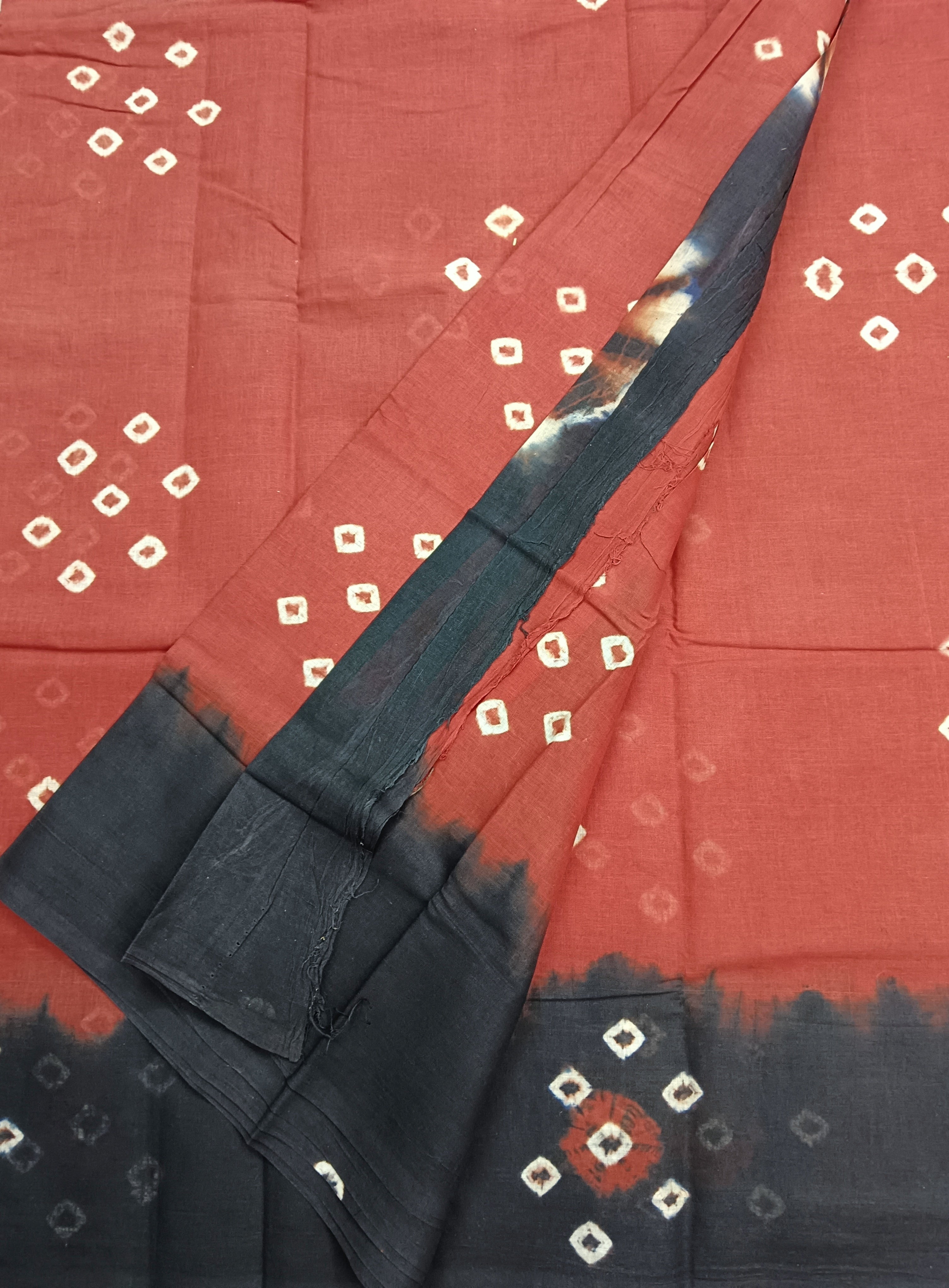 Madurai Sungudi Cotton -Brick - MS22