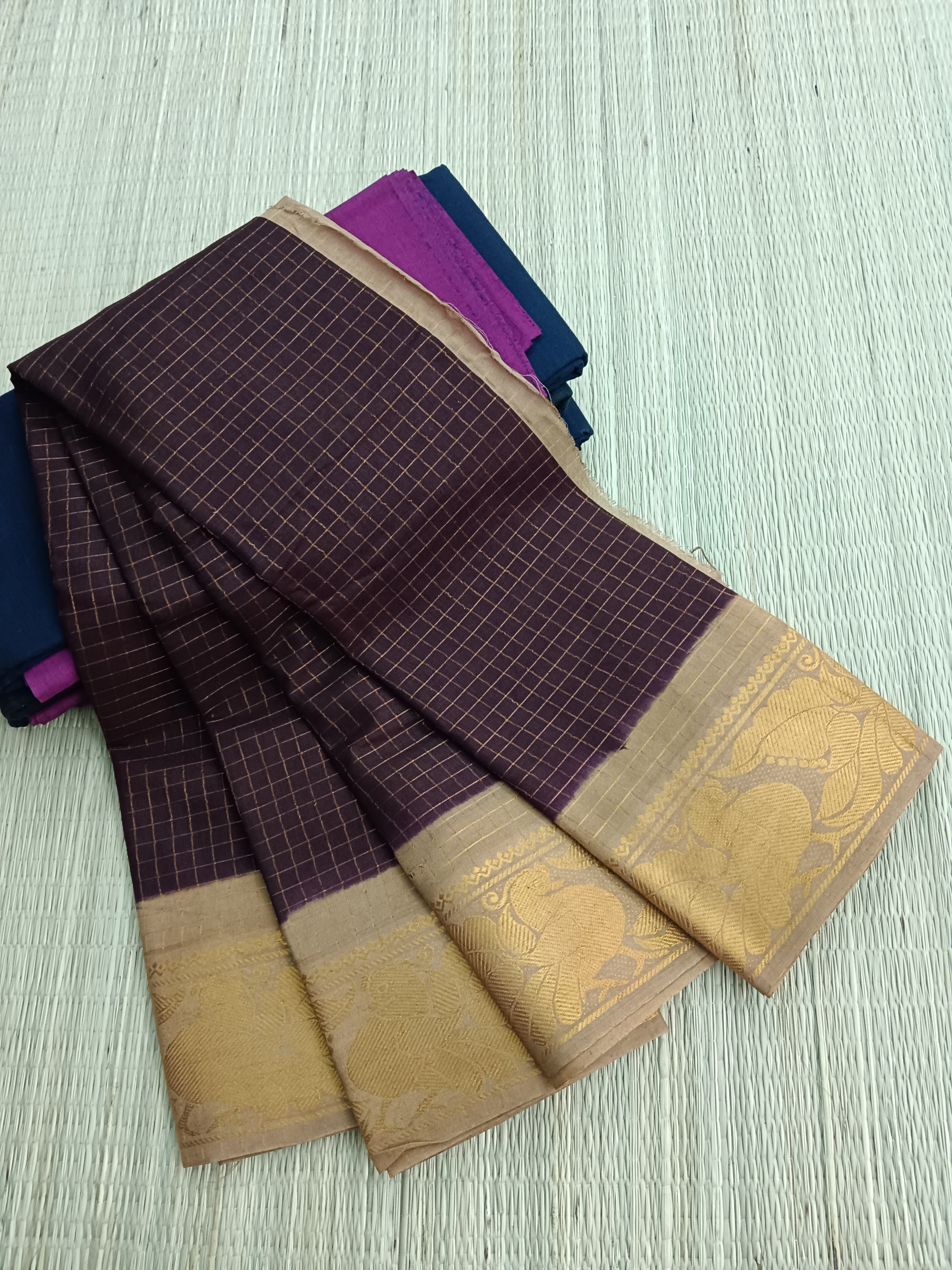 Madurai Sungudi Cotton - Brown- MS45