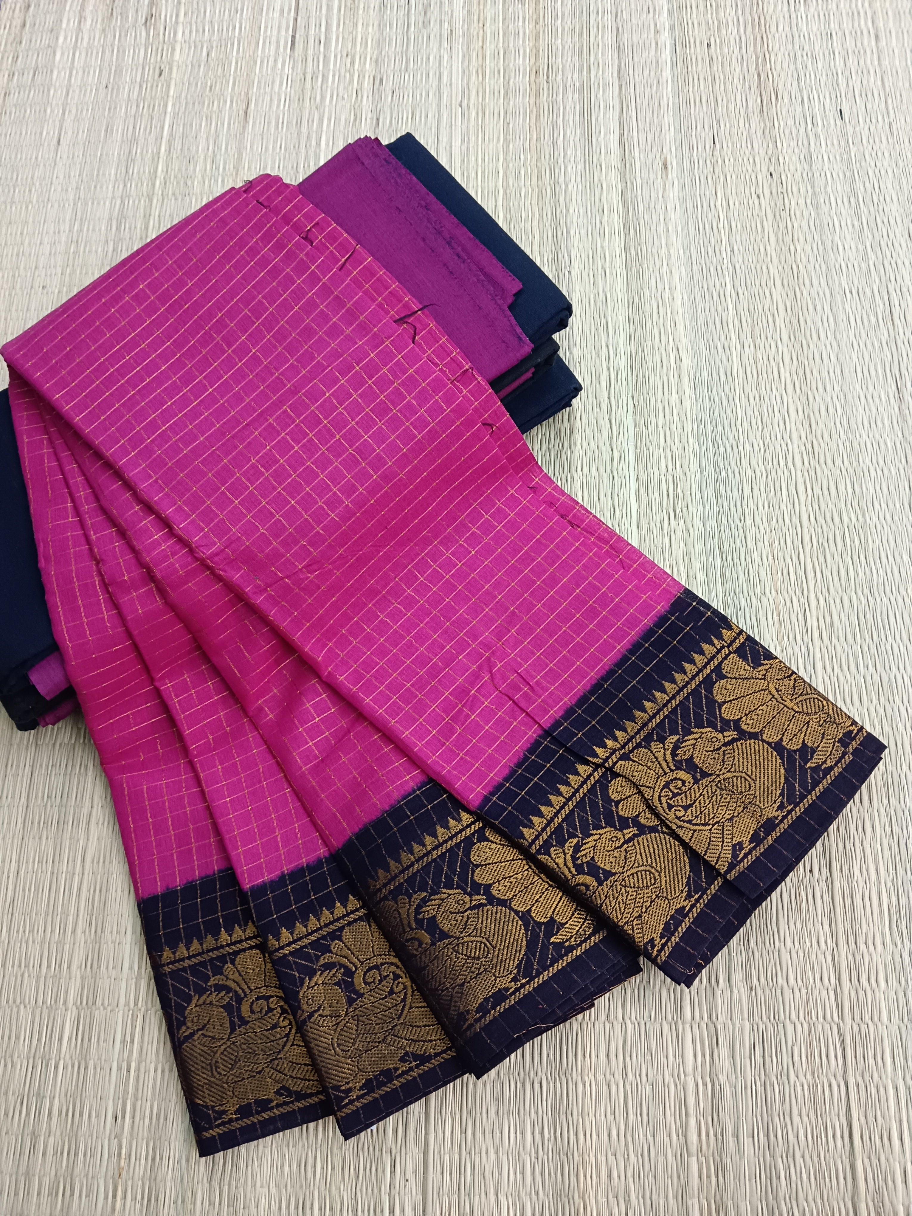 Madurai Sungudi Cotton - pink- MS44