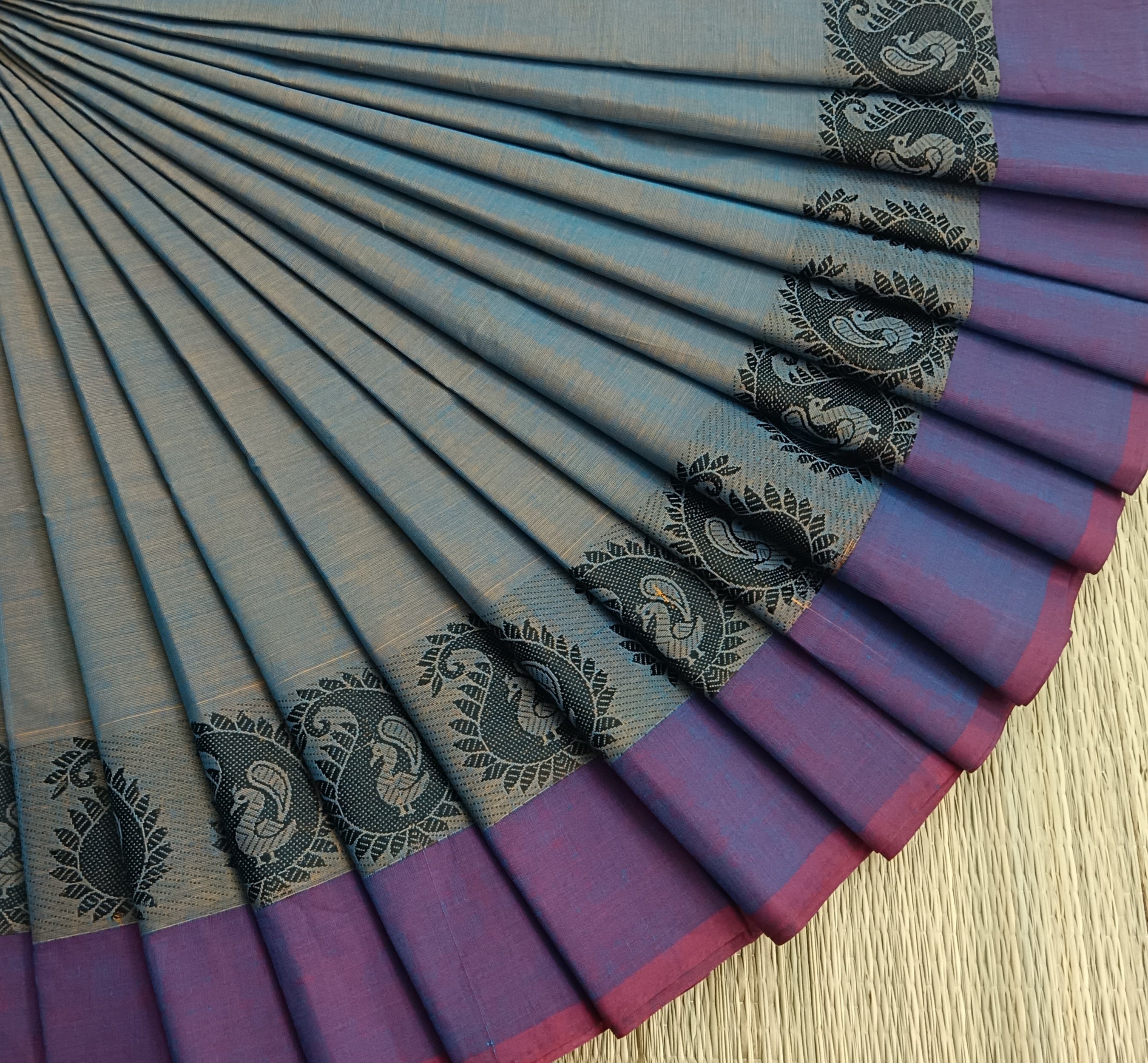 Chettinad Cotton - Daily Wear -Light Steel Blue Dual Tone - CDW14