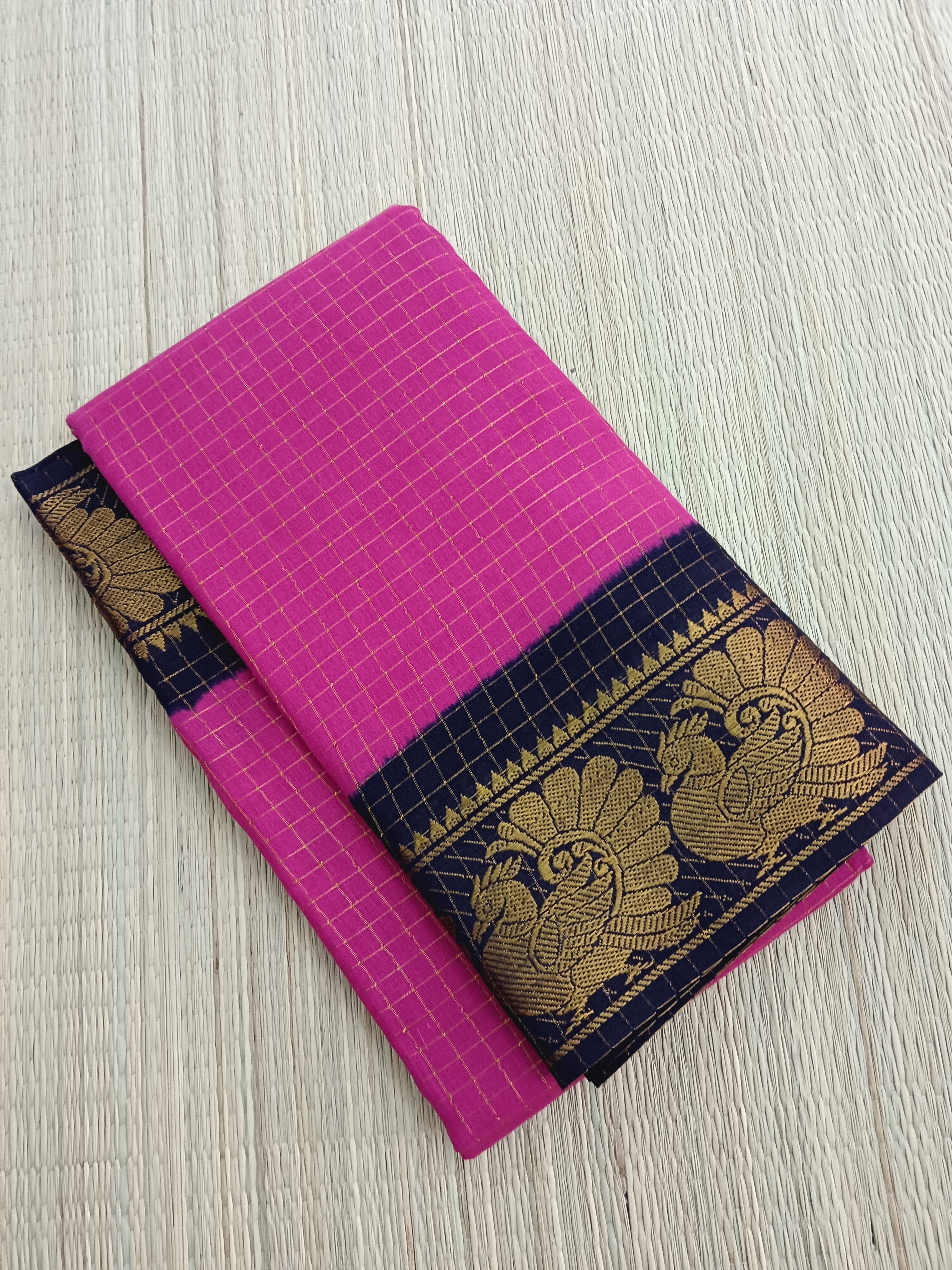 Madurai Sungudi Cotton - pink- MS44