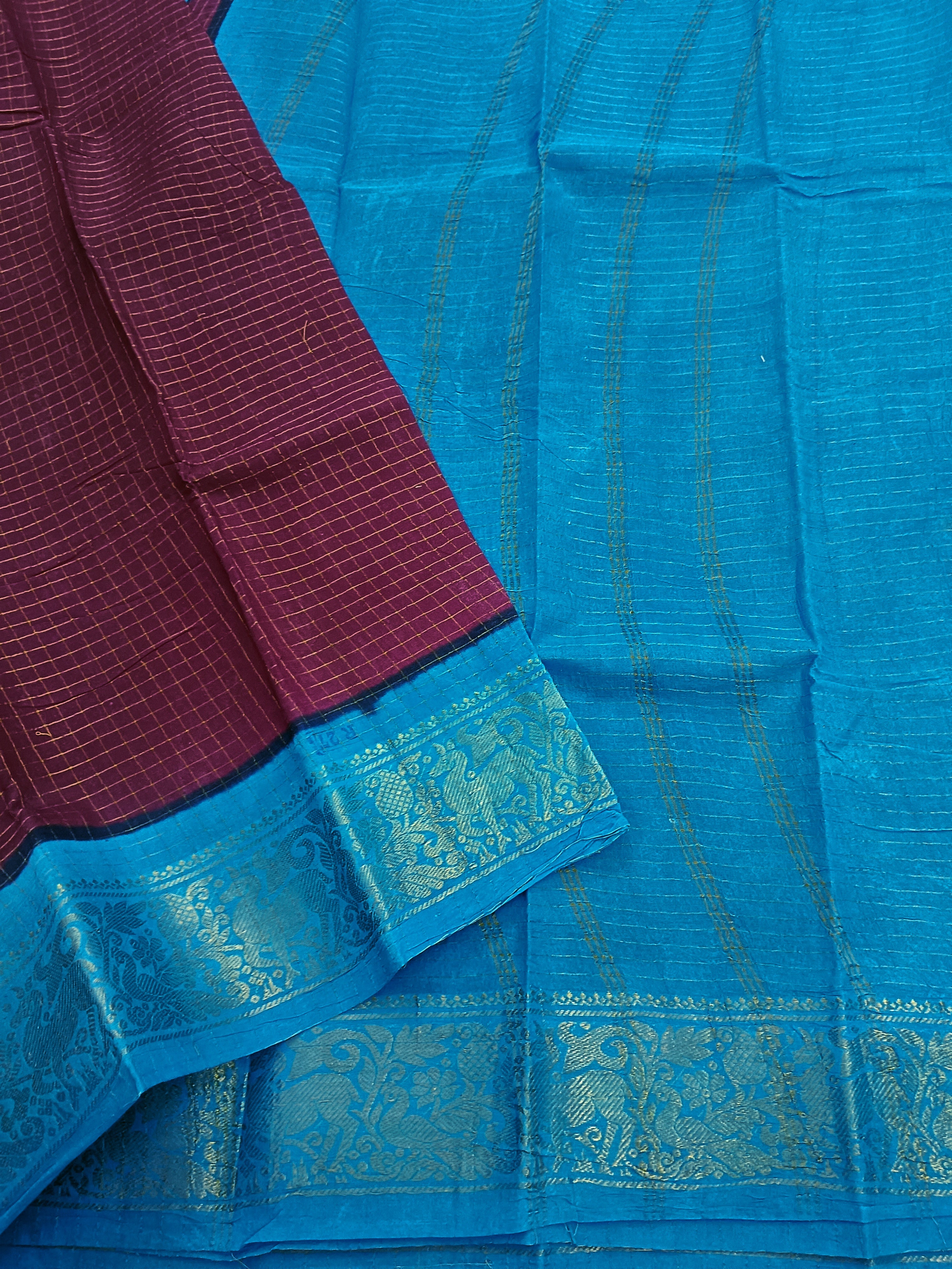 Madurai Sungudi Cotton - Purple- MS46