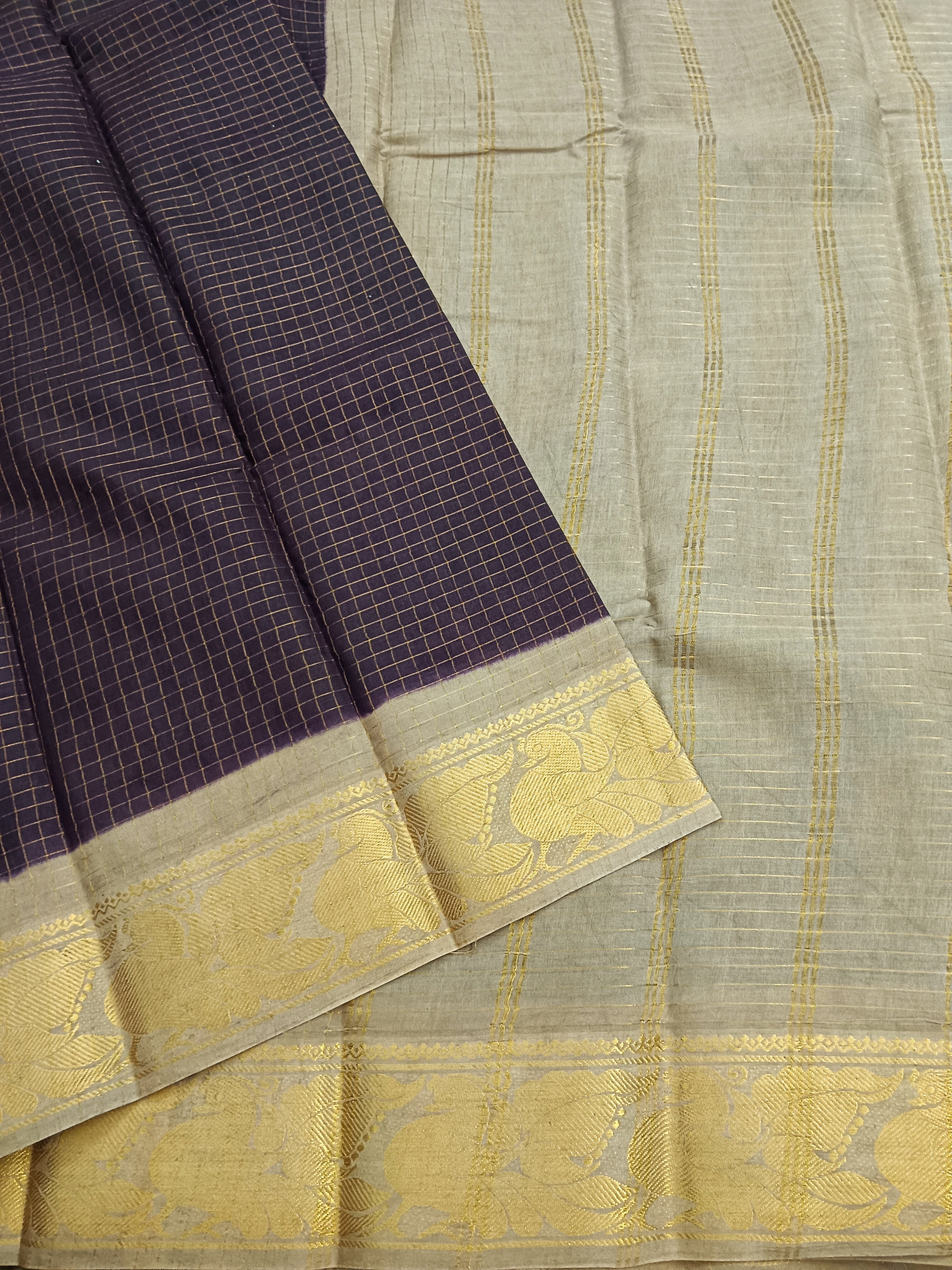 Madurai Sungudi Cotton - Brown- MS45