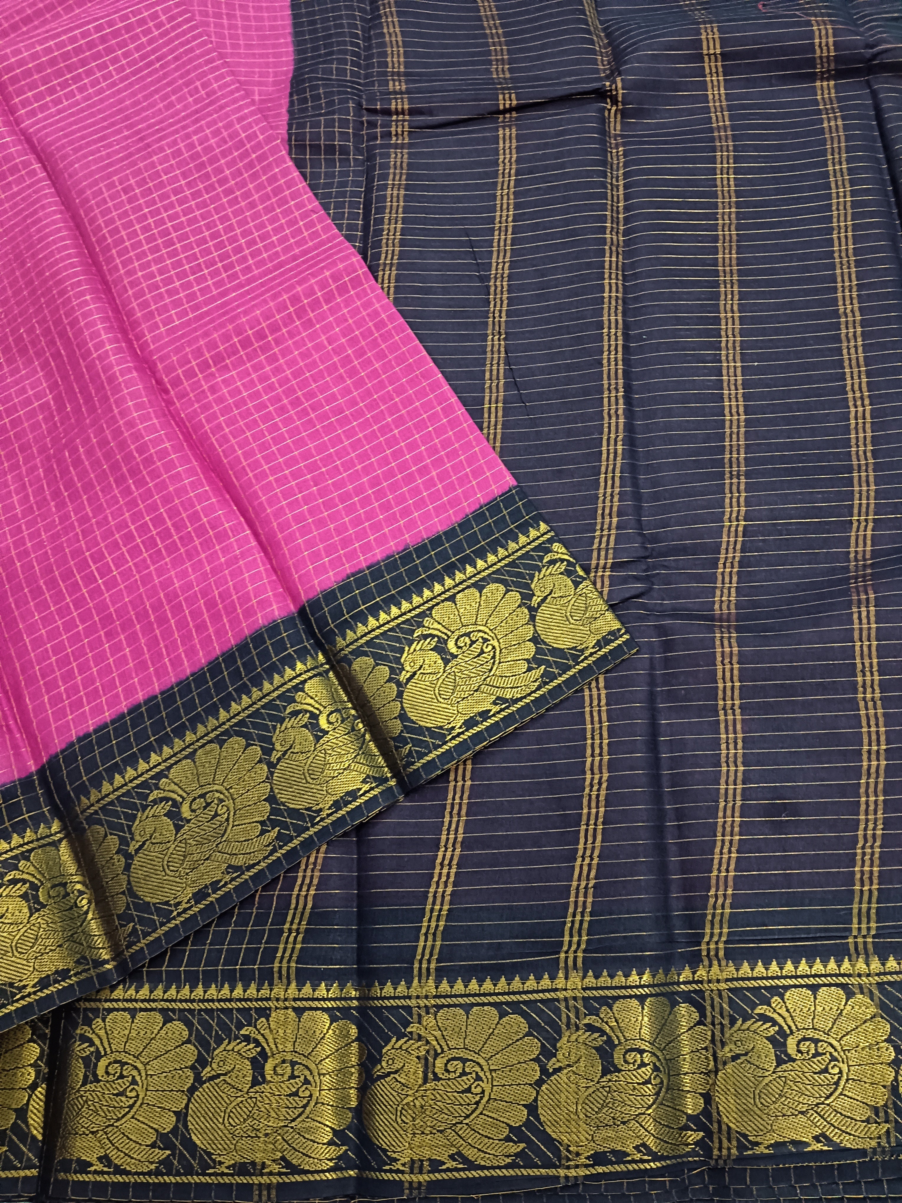 Madurai Sungudi Cotton - pink- MS44