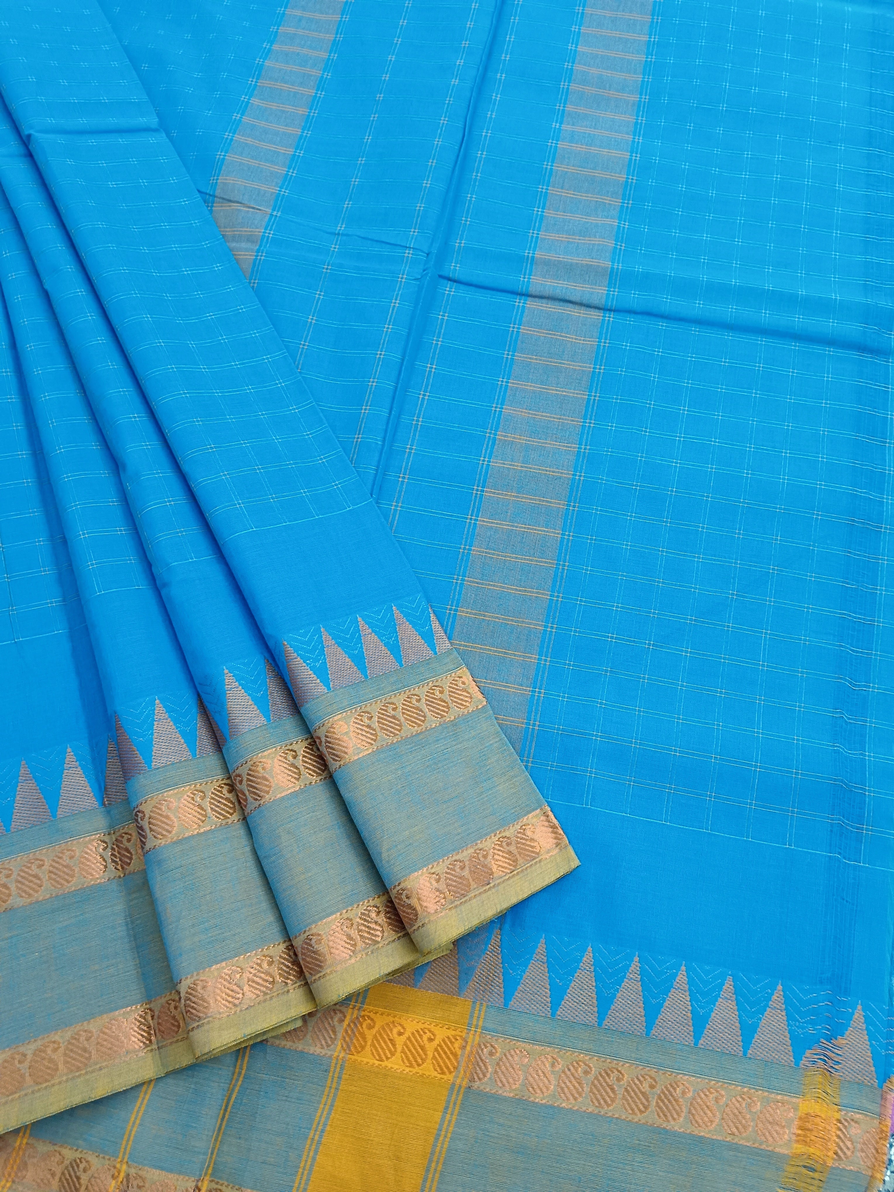 Kandangi Korvai Checks-Sky blue- KKC340