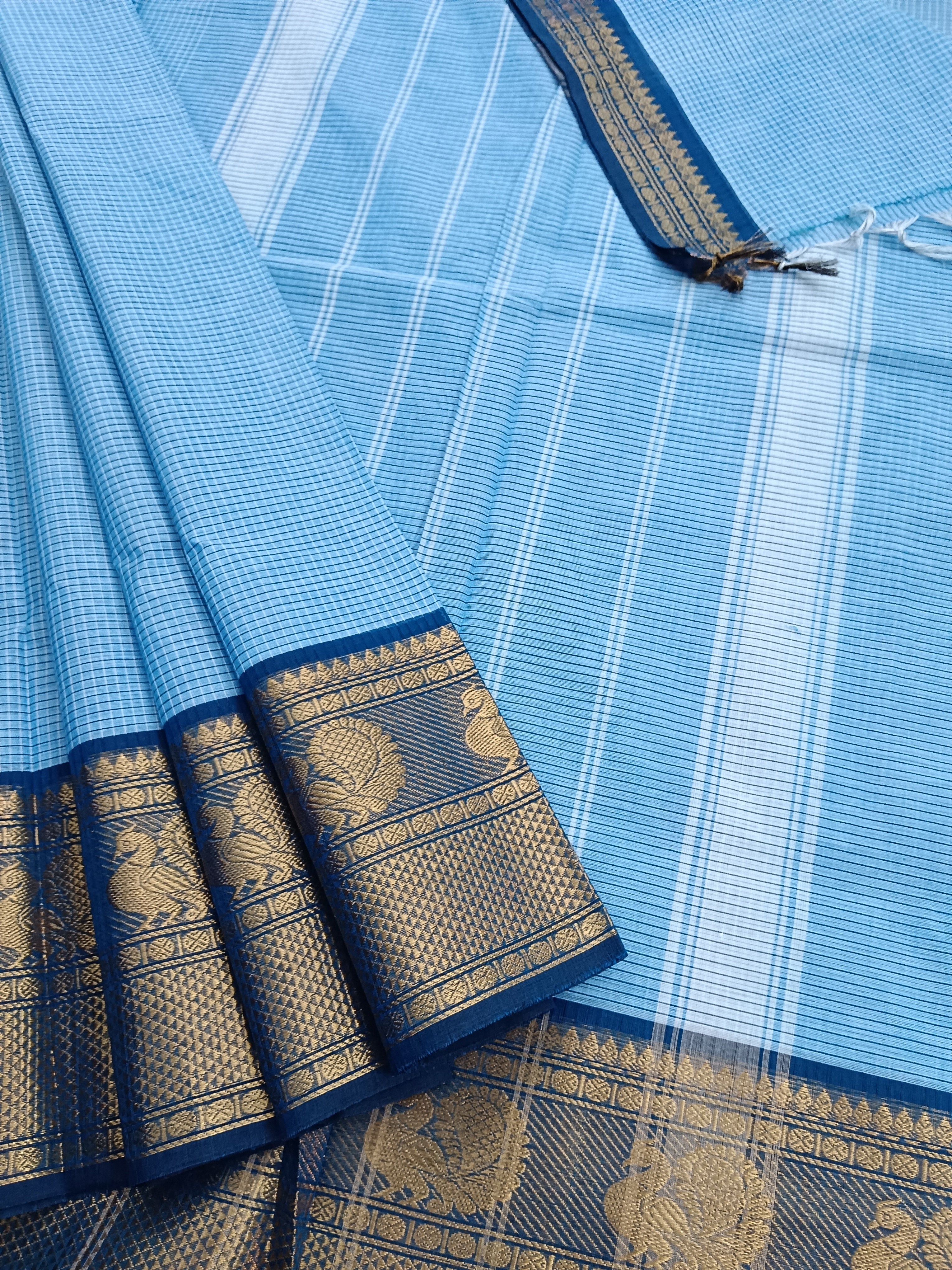 Kandangi Korvai Checks -Pastel blue- KKC50