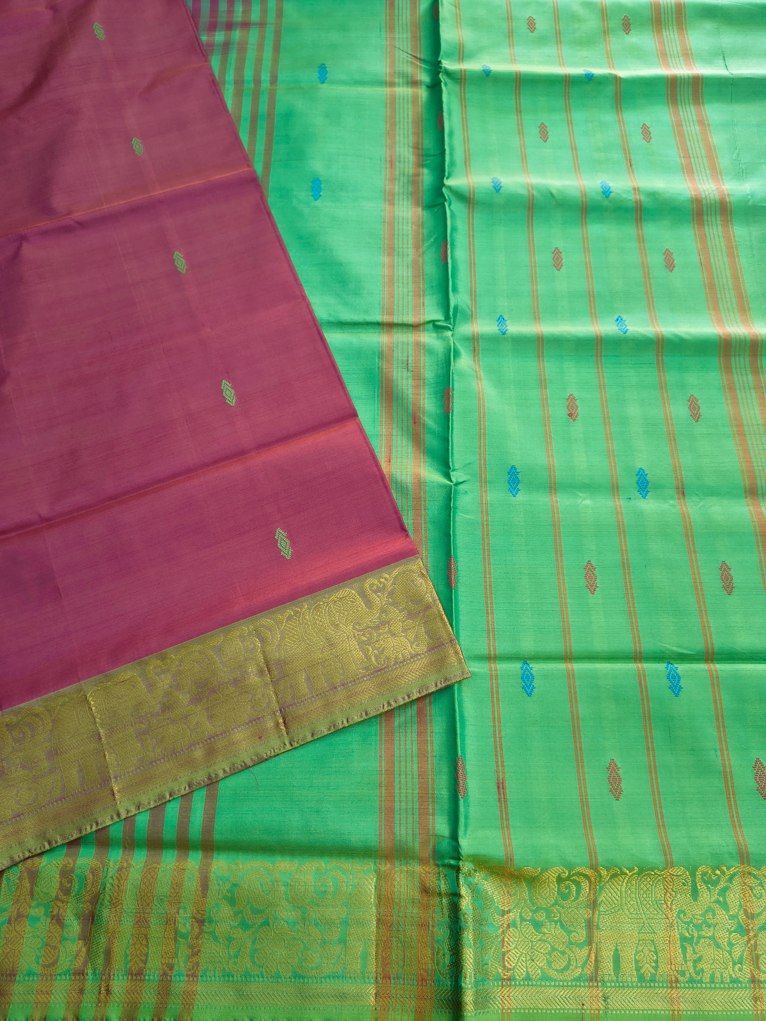 Banana Pith Silk(Vazhai Naar Pattu) - Butta -Maroonish pink - BV20