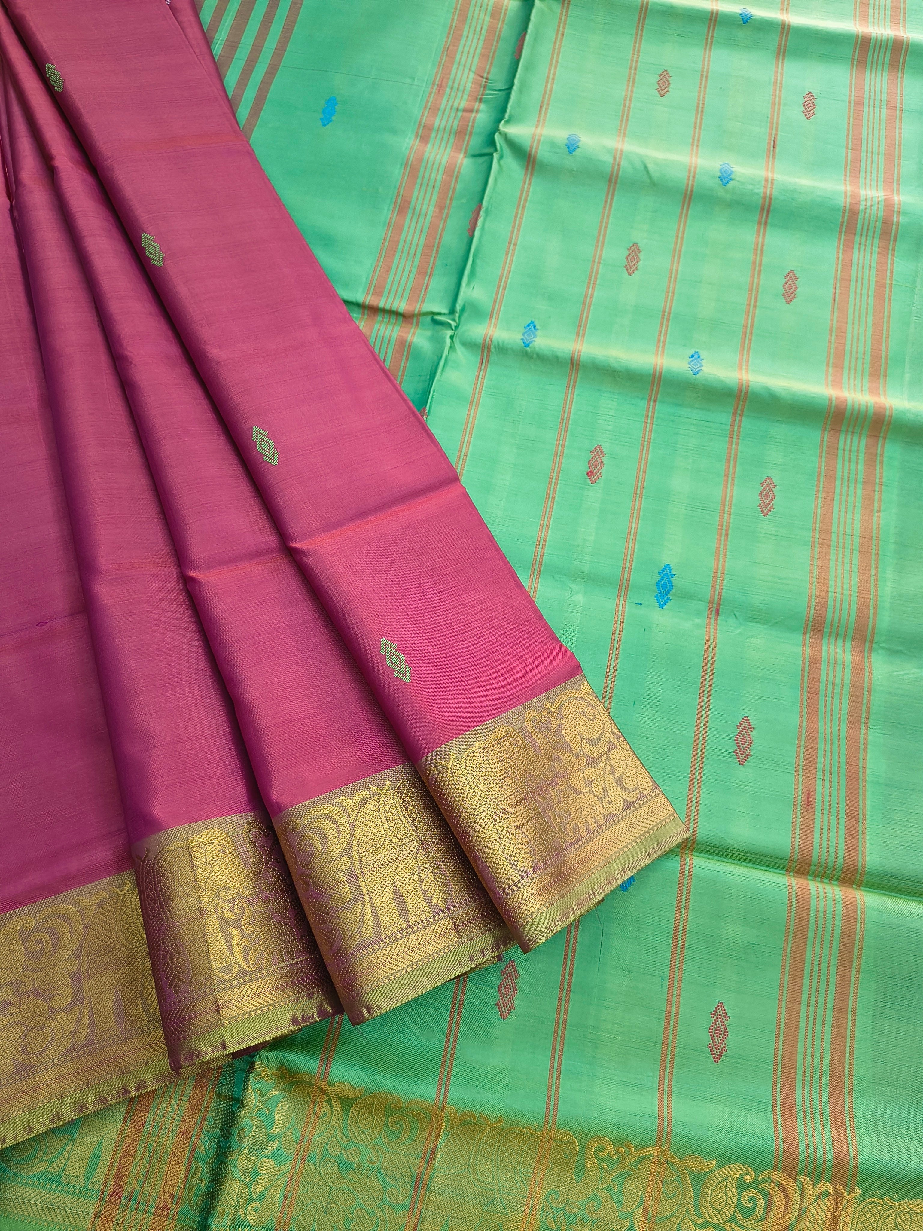 Banana Pith Silk(Vazhai Naar Pattu) - Butta -Maroonish pink - BV20