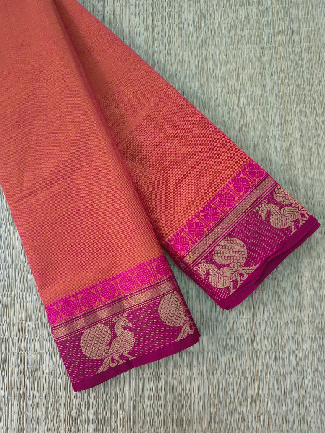 Chettinad Cotton -Daily Wear -Burnt Coral Orange- CDW179