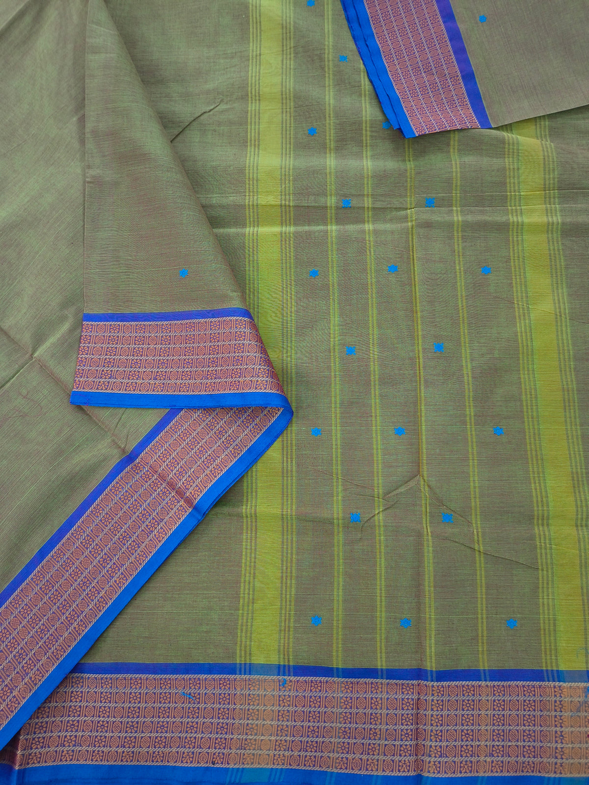 Chettinad Cotton -Office Wear -Moss olive greenDualtone- CCOW112