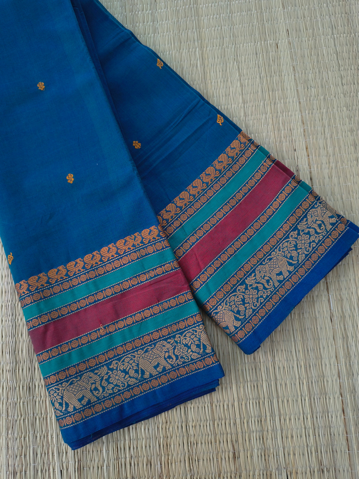Chettinad Cotton -Office Wear -Deep peacock blue- CCOW105