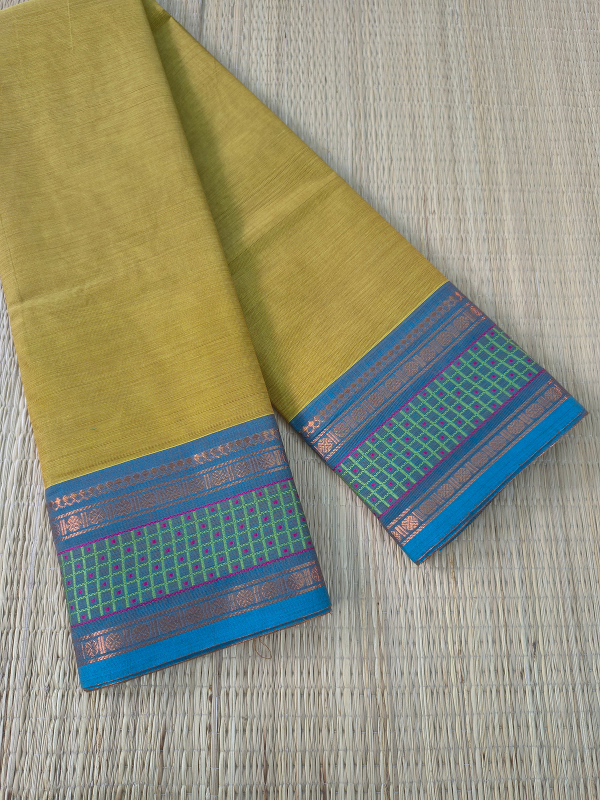 Kanchi Cotton- All day fusion - Olive Mustard Green- KCAF117