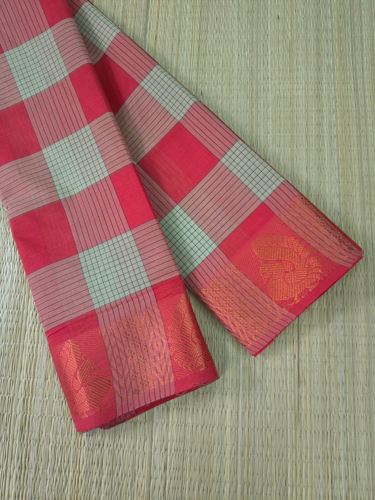 Kandangi Checks-Pale mint green with Dusty rose pink- KC121