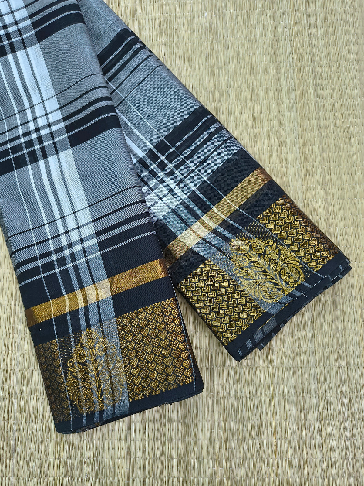 Kandangi Checks-Grey with black- KC151