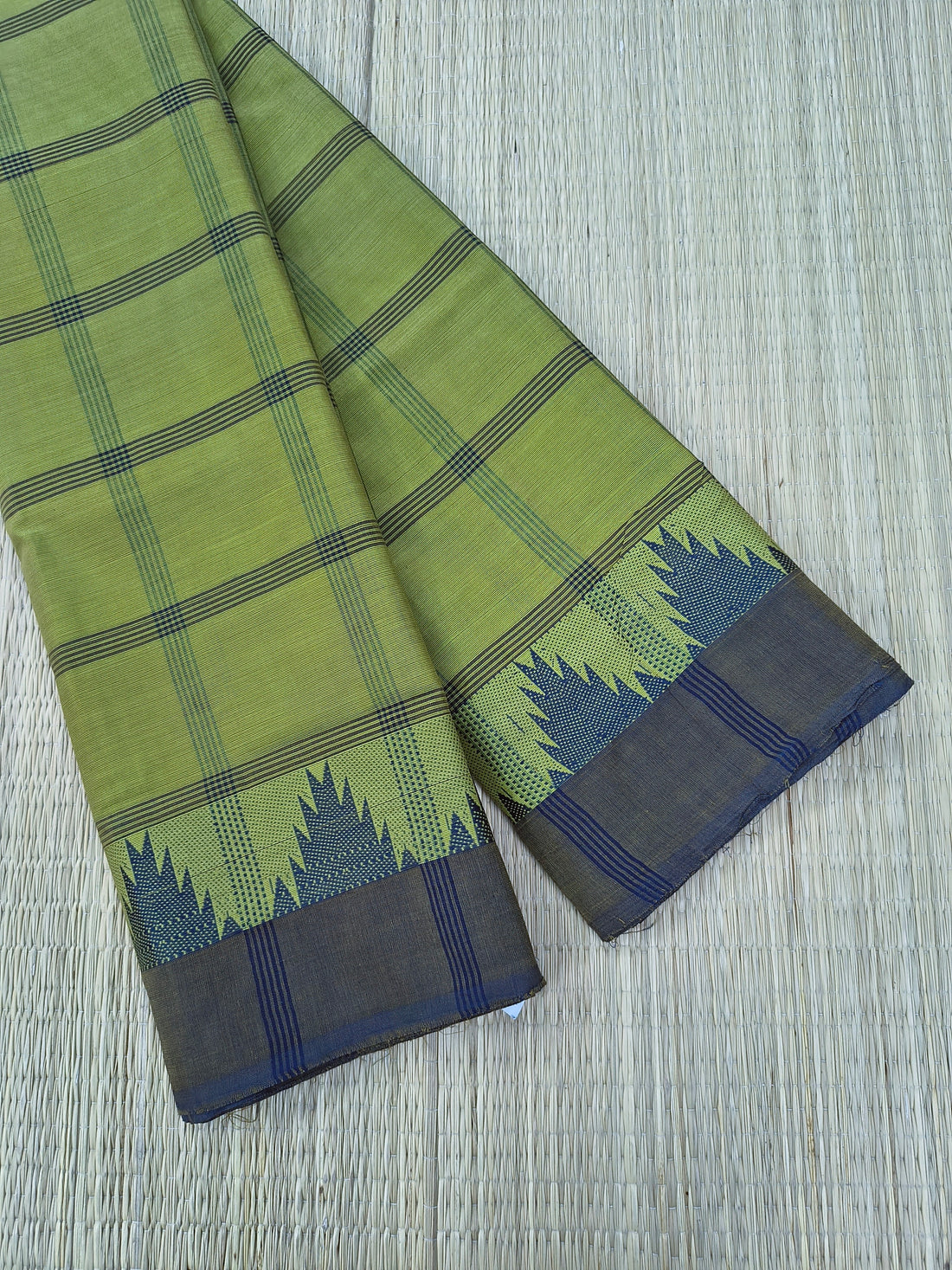 Kandangi Checks-yellowish moss green- KC141