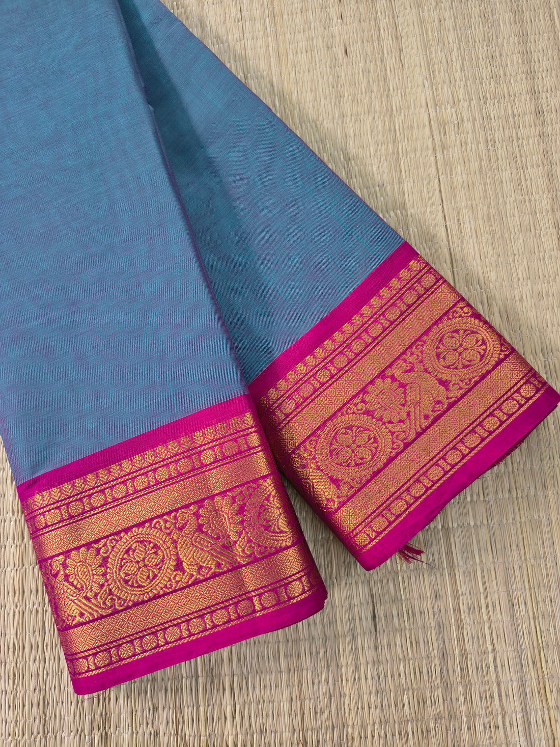 Kanchi Cotton - Festival Fusion-Dusty teal blue- KCFP256